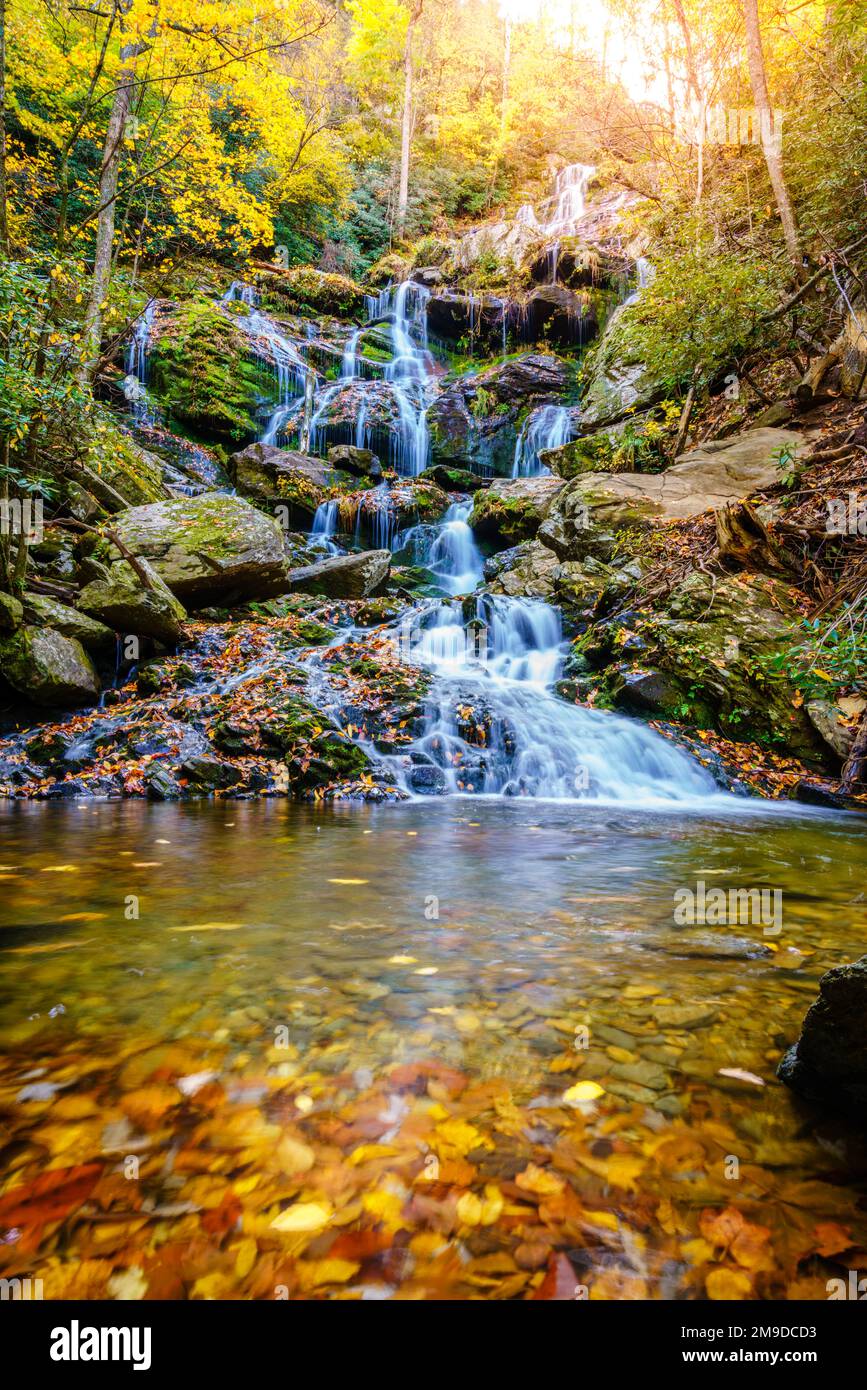 Scenic view of Catawba Falls in Pisgah National Forest near Asheville, North Carolina Stock Photo