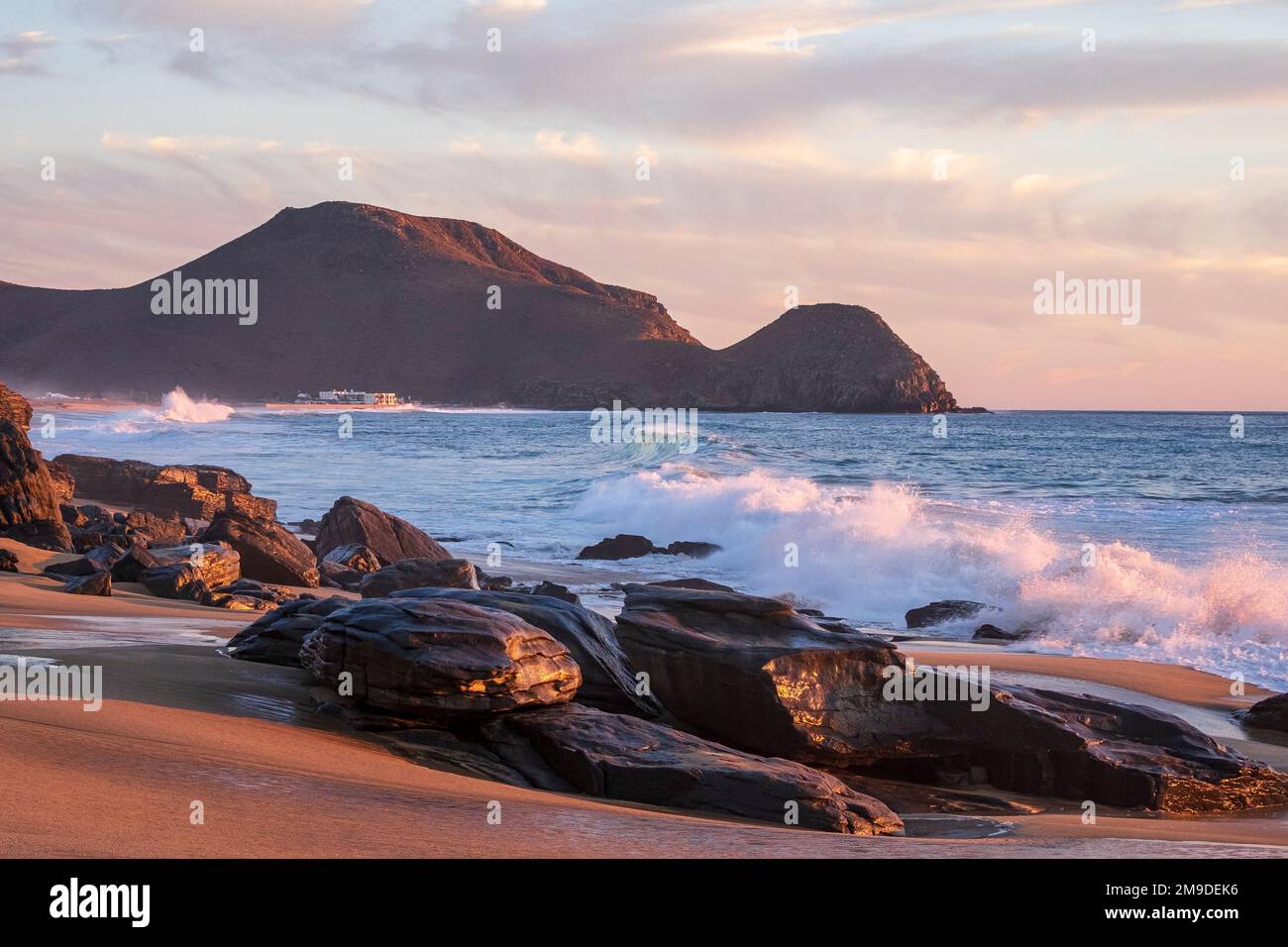 Todos Santos, Baja California, Mexico, surf on the beach at Punta Lobos