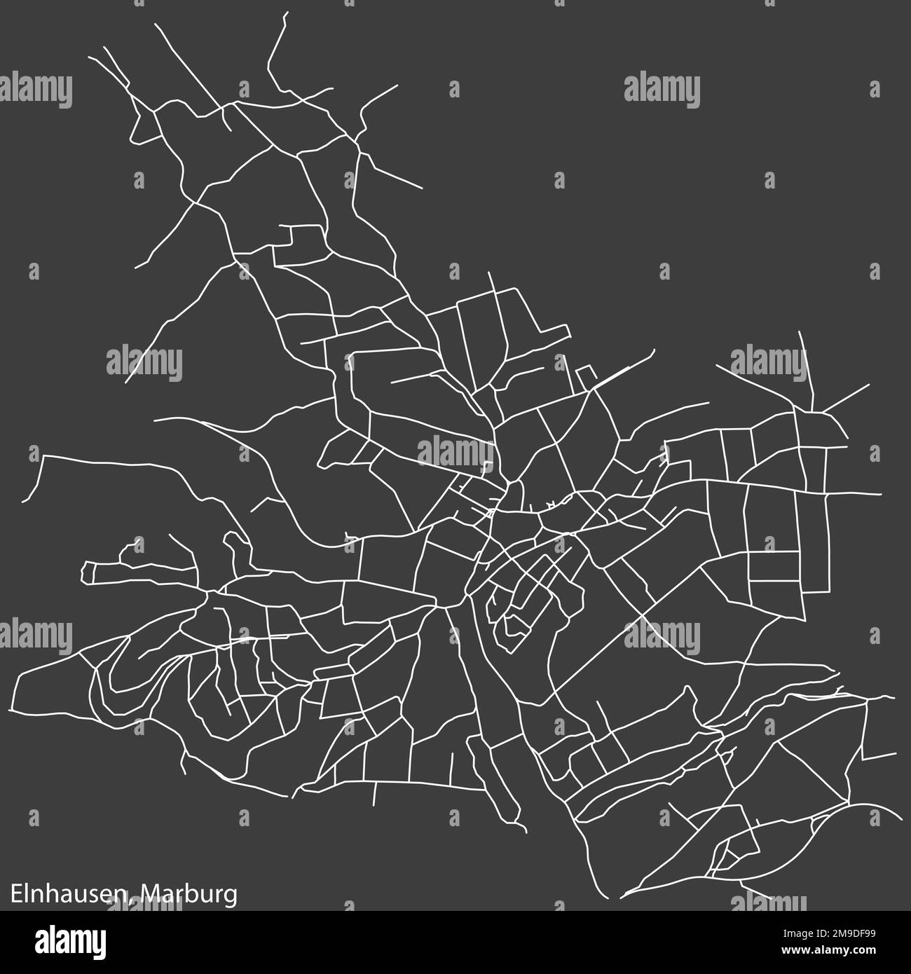 Street roads map of the ELNHAUSEN DISTRICT, MARBURG Stock Vector Image ...