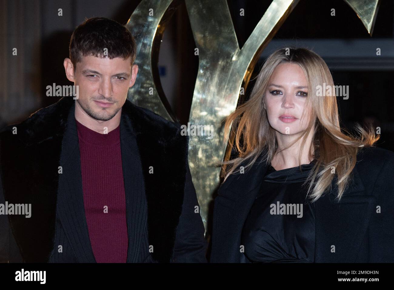 Neils Schneider and Virginie Efira attending the Saint Laurent Menswear