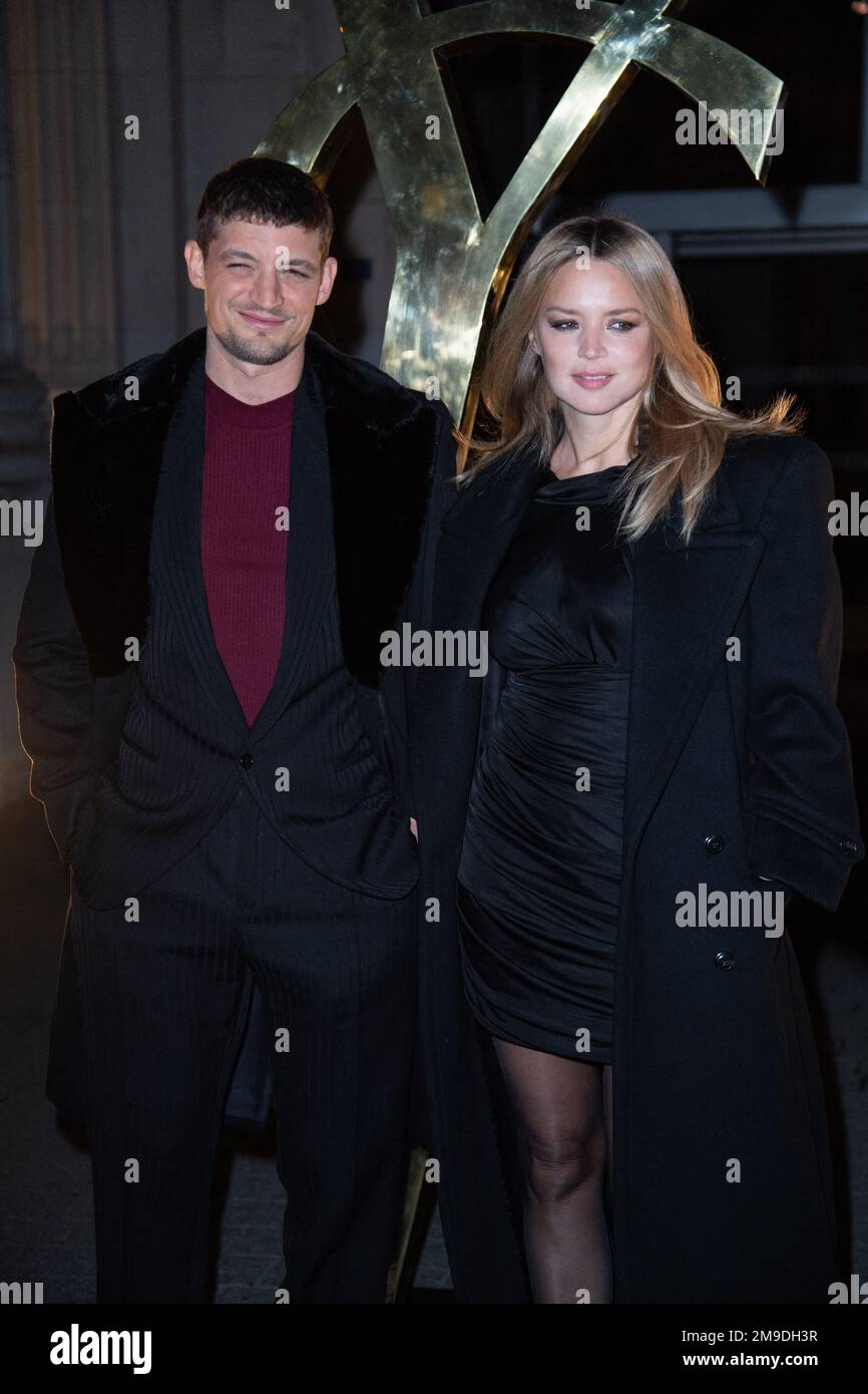 Neils Schneider and Virginie Efira attending the Saint Laurent Menswear