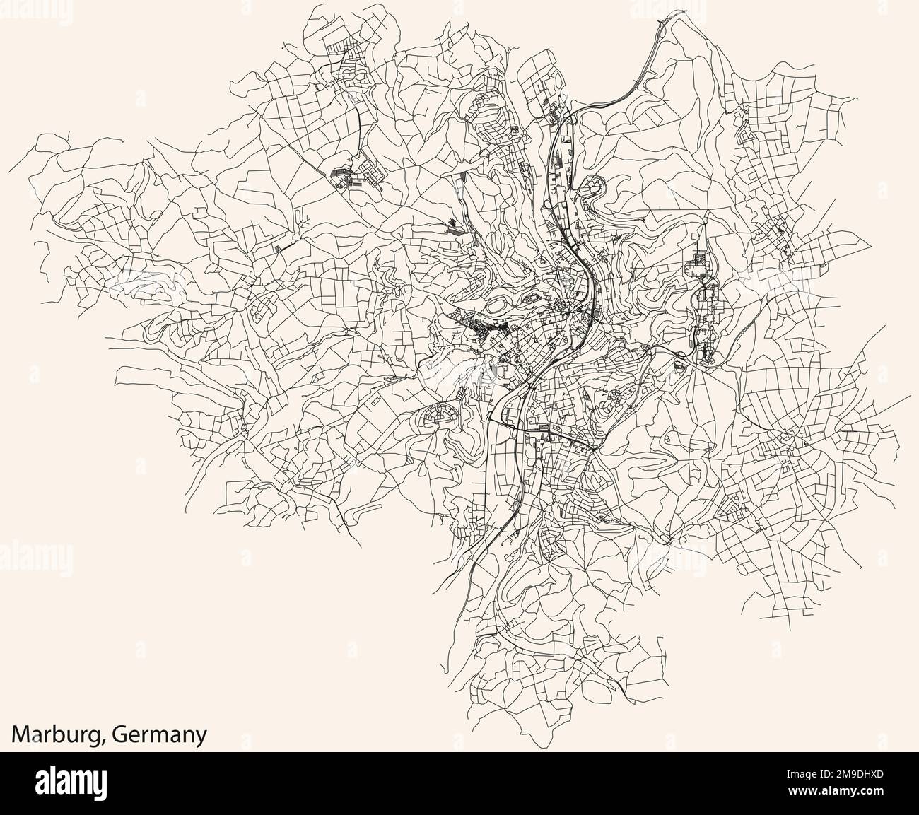 Street roads map of MARBURG, GERMANY Stock Vector Image & Art Alamy