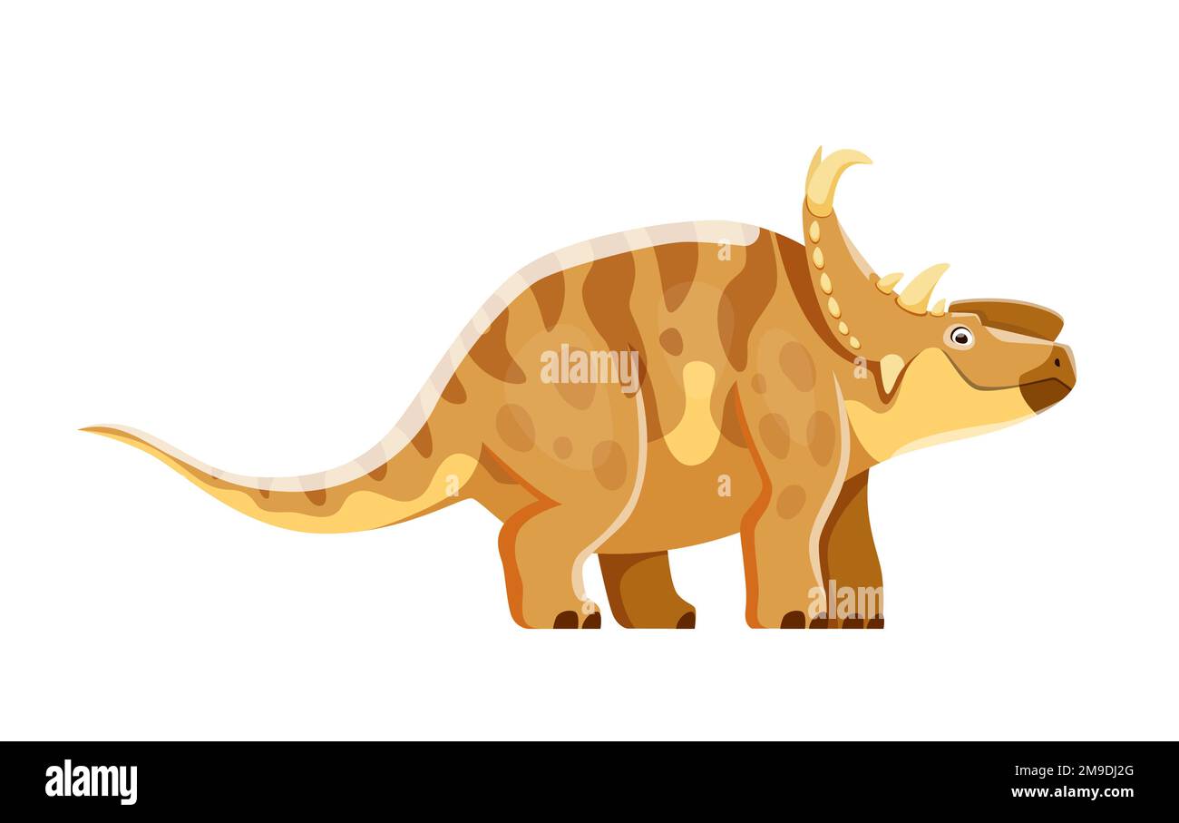 Cartoon Pachyrhinosaurus dinosaur character. Cretaceous period animal