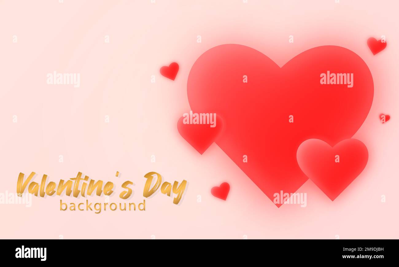 Happy Valentines day banner template with 3d glowing red hearts. Social ...