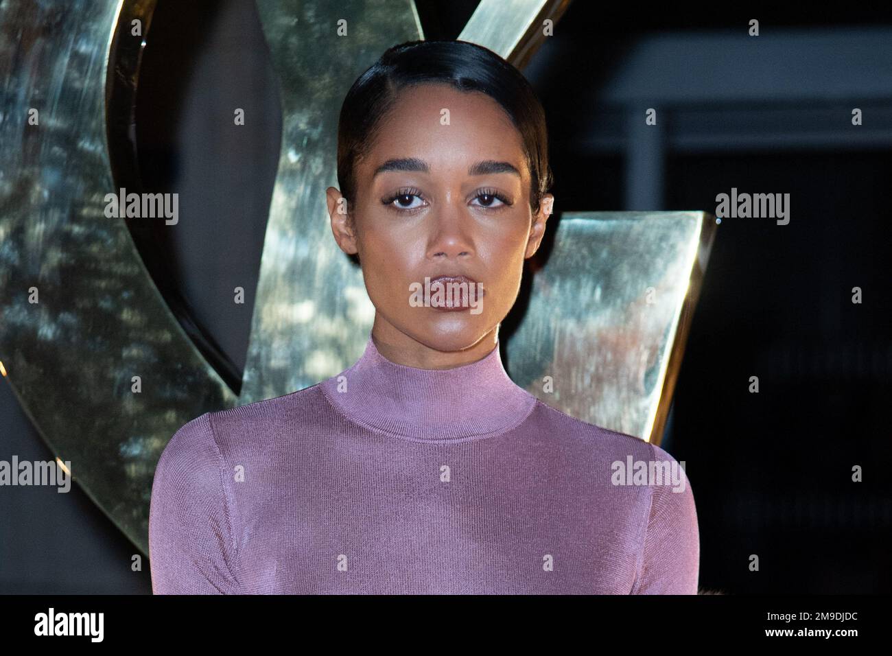 Laura Harrier Attending The Saint Laurent Menswear Fall Winter 2023 