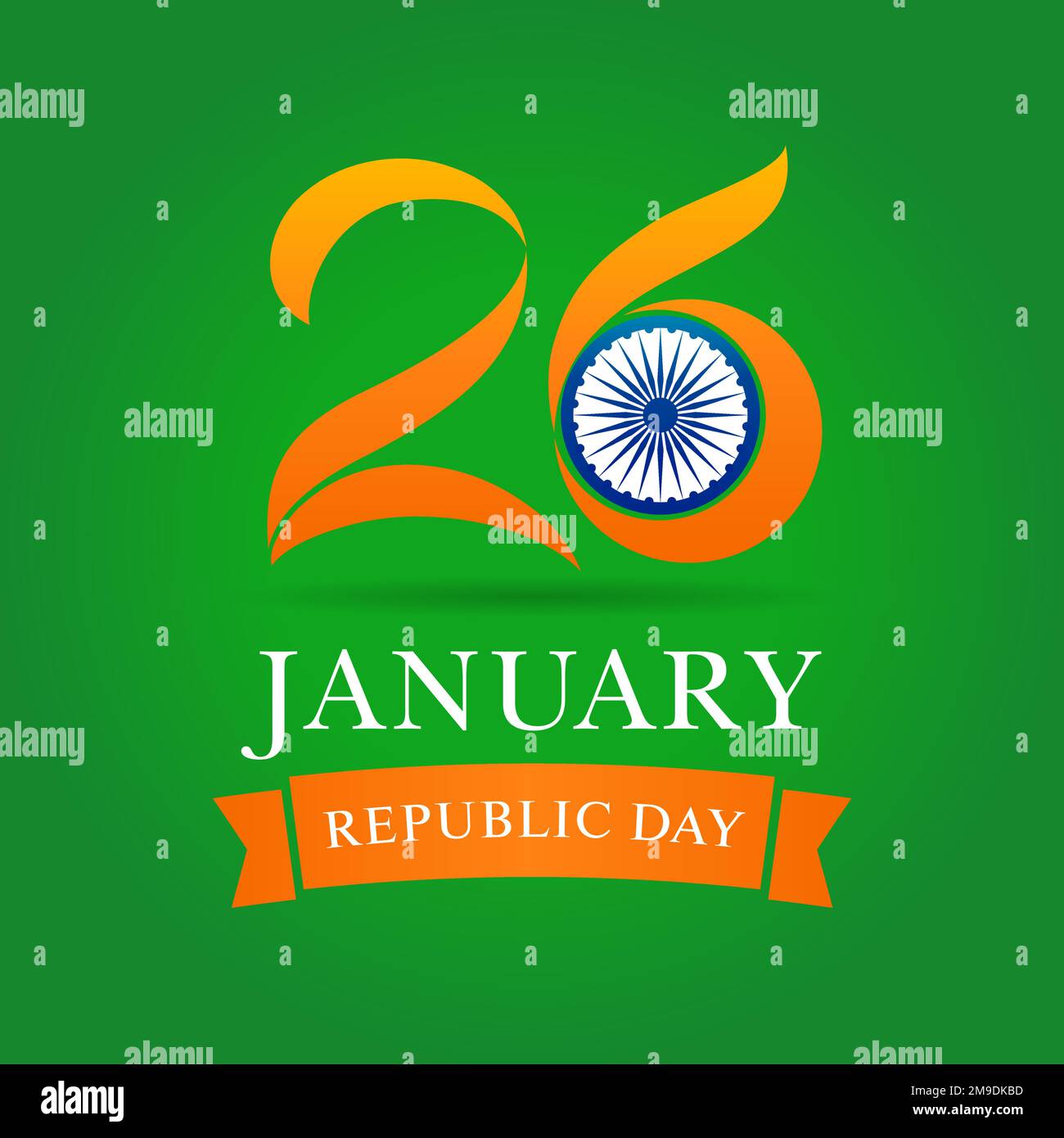 26 January India Republic Day greeting card green Stock Vector Image