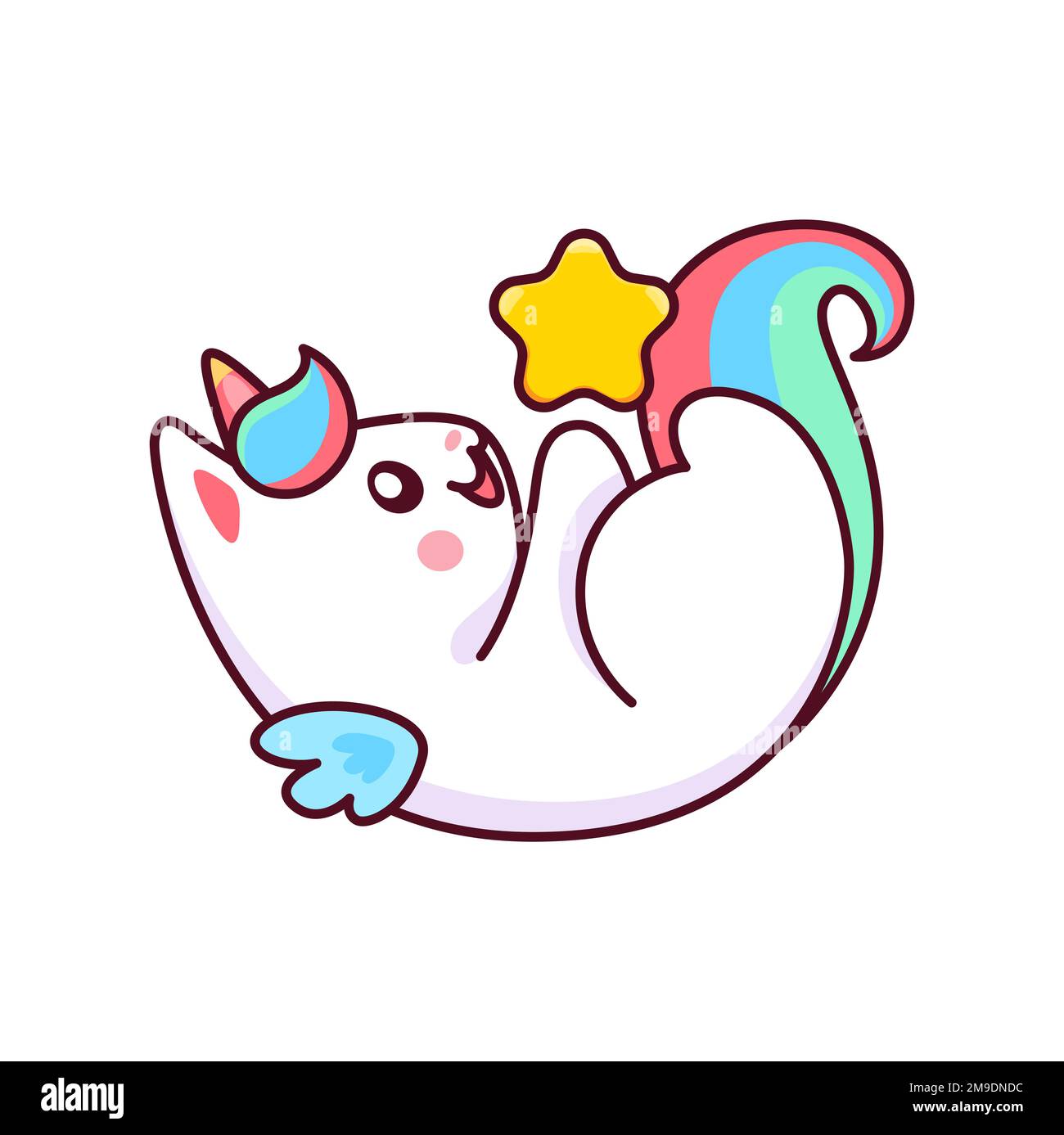 Caticorn character. Magical creature cheerful mascot or funny caticorn