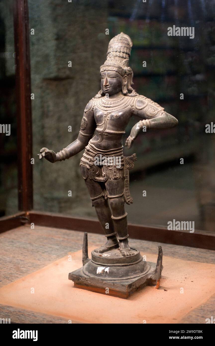 Sculptureof a Krishna in bronze Chola dynasty in Meenakshi Temple Madurai state Tamil Nadu Stock