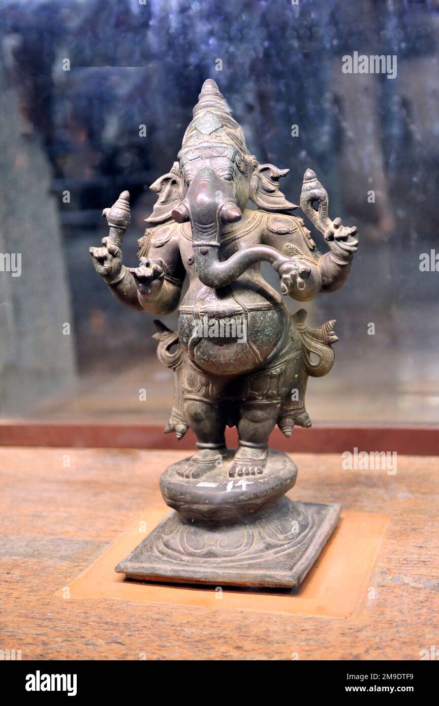 sculpture of a Hindu God Ganesha in bronze Chola dynasty in Meenakshi Temple at Madurai state