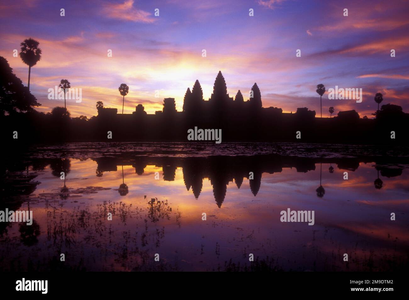 Ankor Wat at sunset, largest religious monument in the world, dedicated