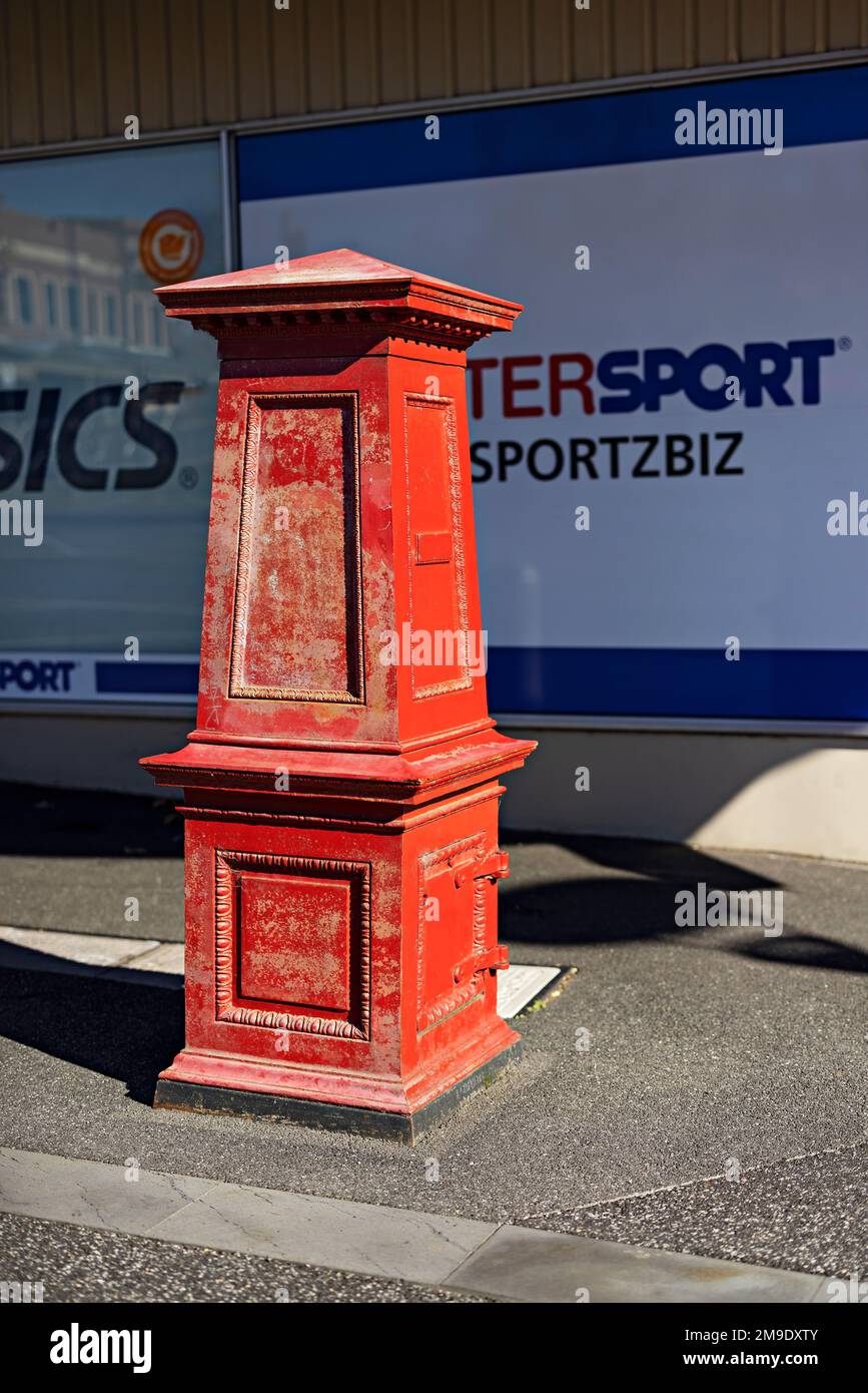 Ballarat Australia / Old vintage Australia Post Red Pillar Post Box in Bridge Mall. Stock Photo