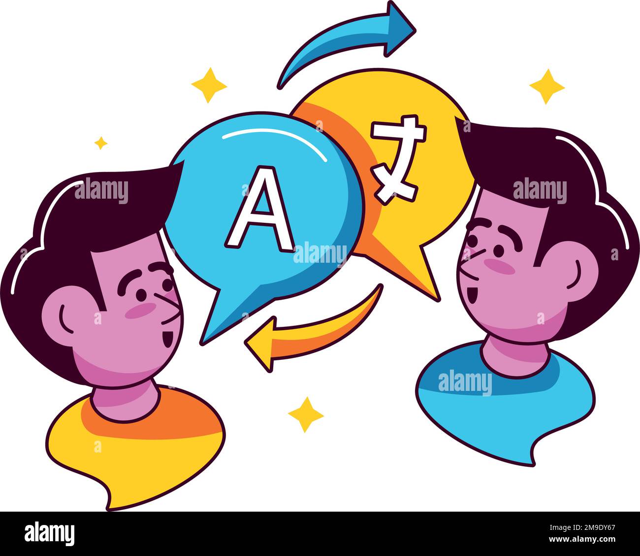 two men speaking languages Stock Vector Image & Art - Alamy