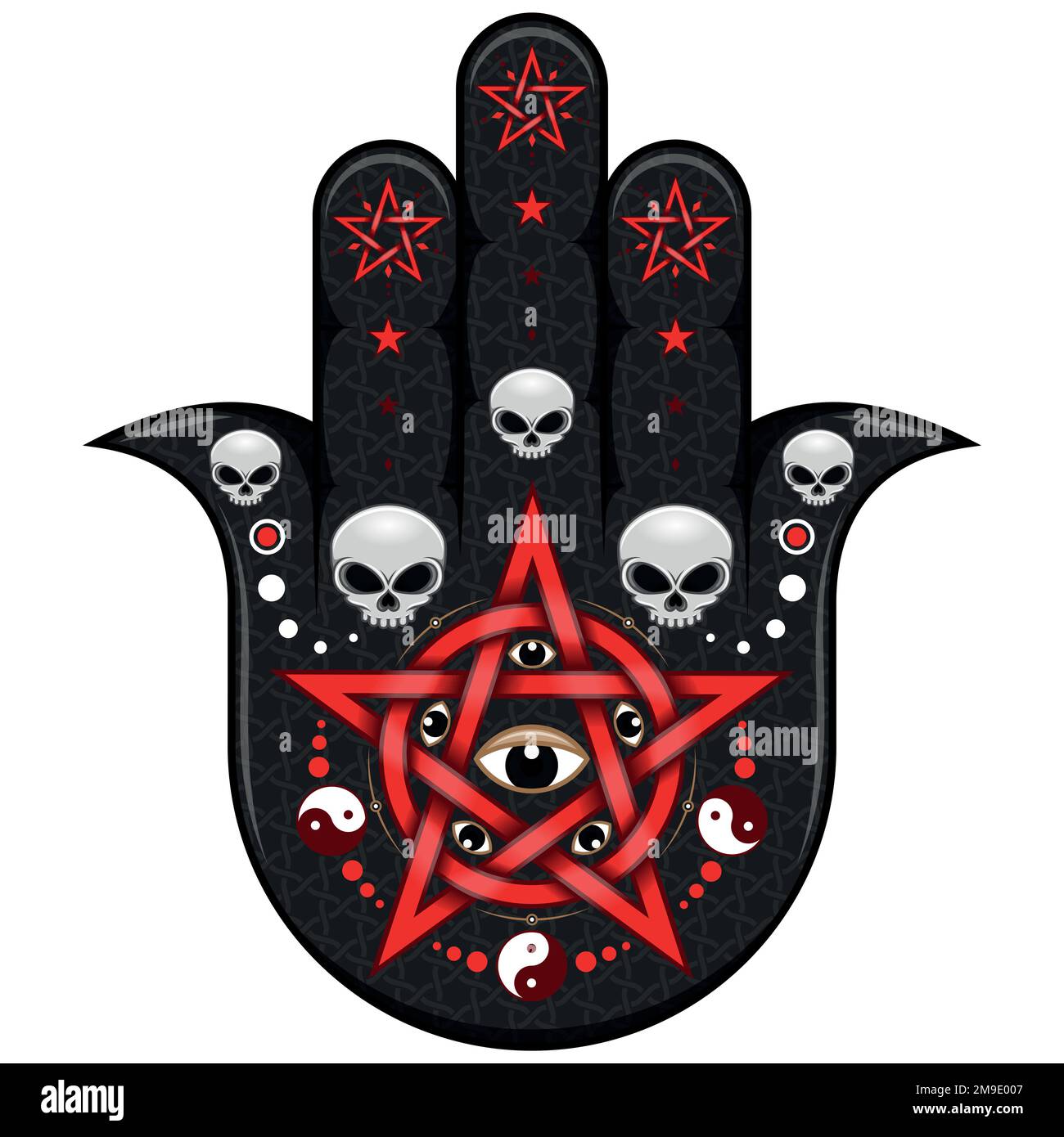 Hamsa protection symbol vector design, hand of fatima symbol, illustration of Jamsa with god's eye Stock Vector