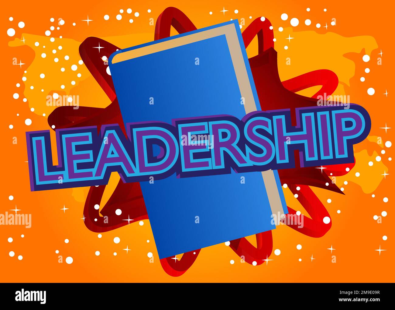 Leadership word on a book, cartoon vector illustration. Stock Vector