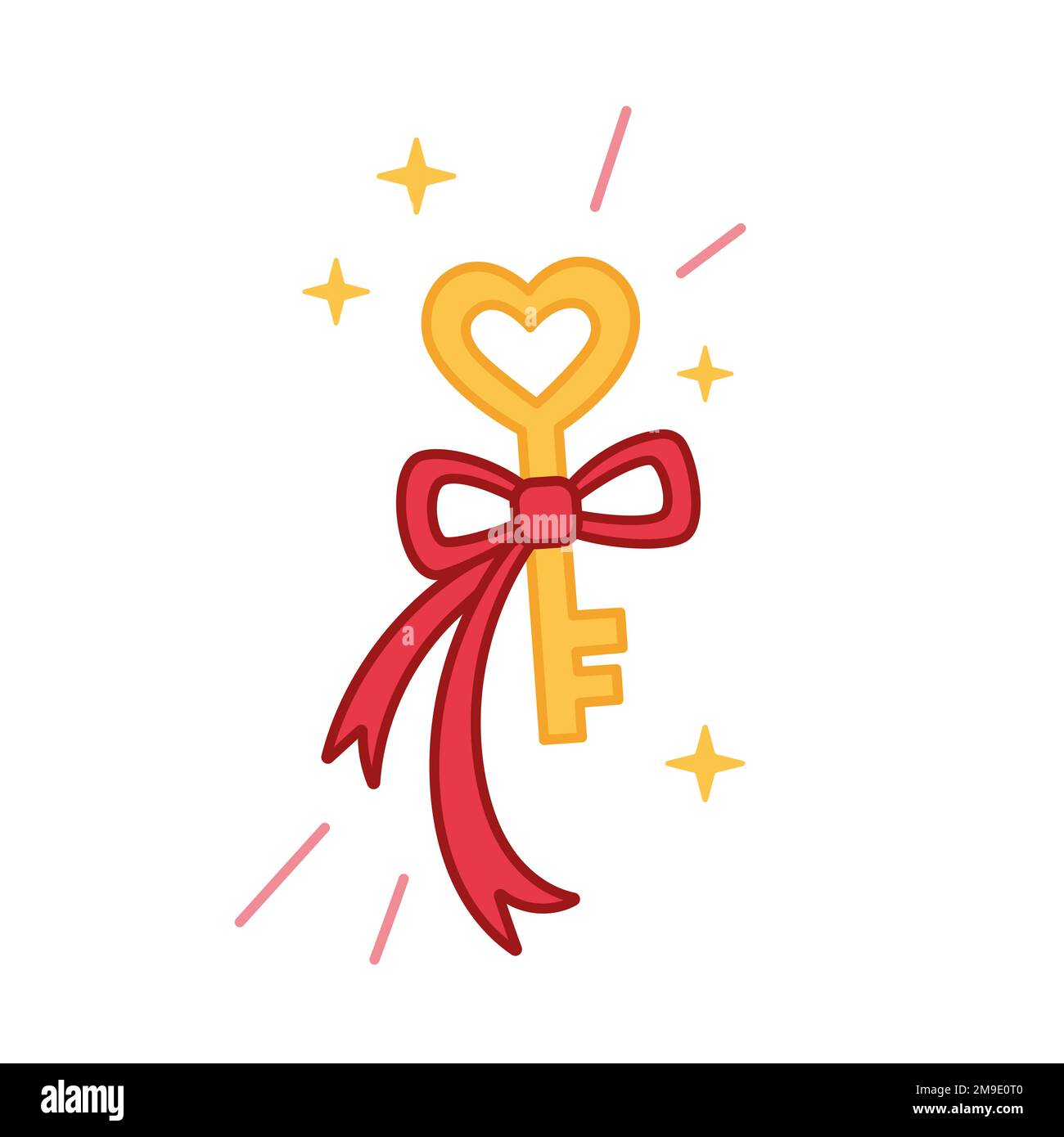 Golden heart key with ribbon. Key for heart concept. Vector ...