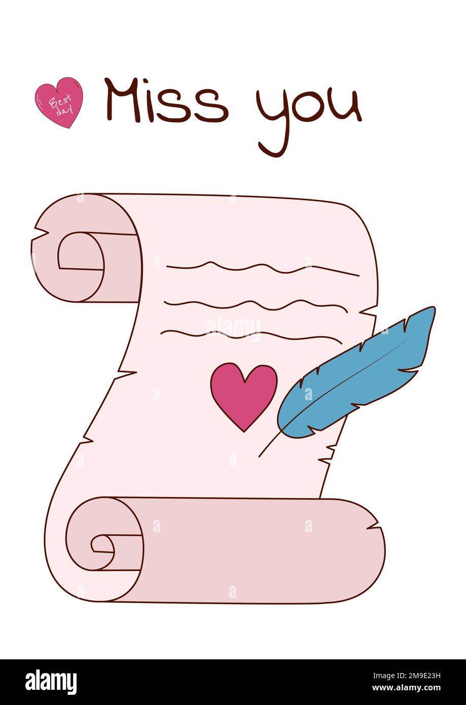 Valentine's Day greeting card with a love letter. Vector illustration ...