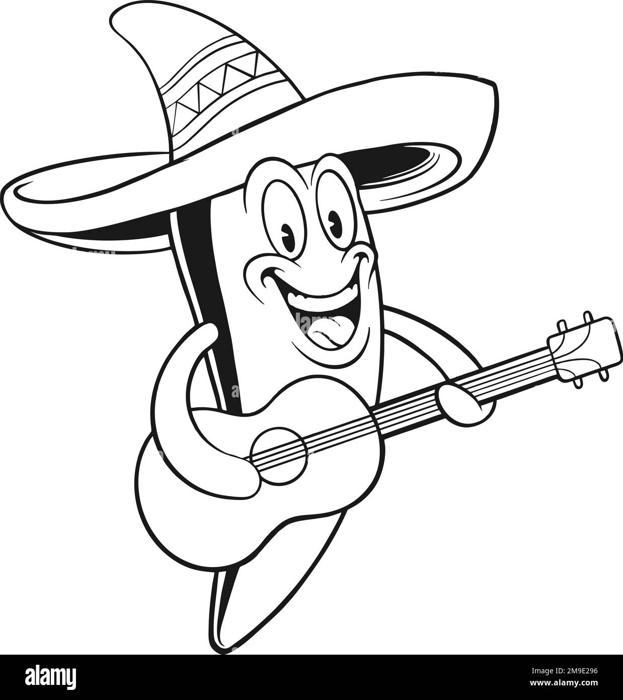 Chilli pepper playing guitar mexico cinco de mayo silhouette vector ...