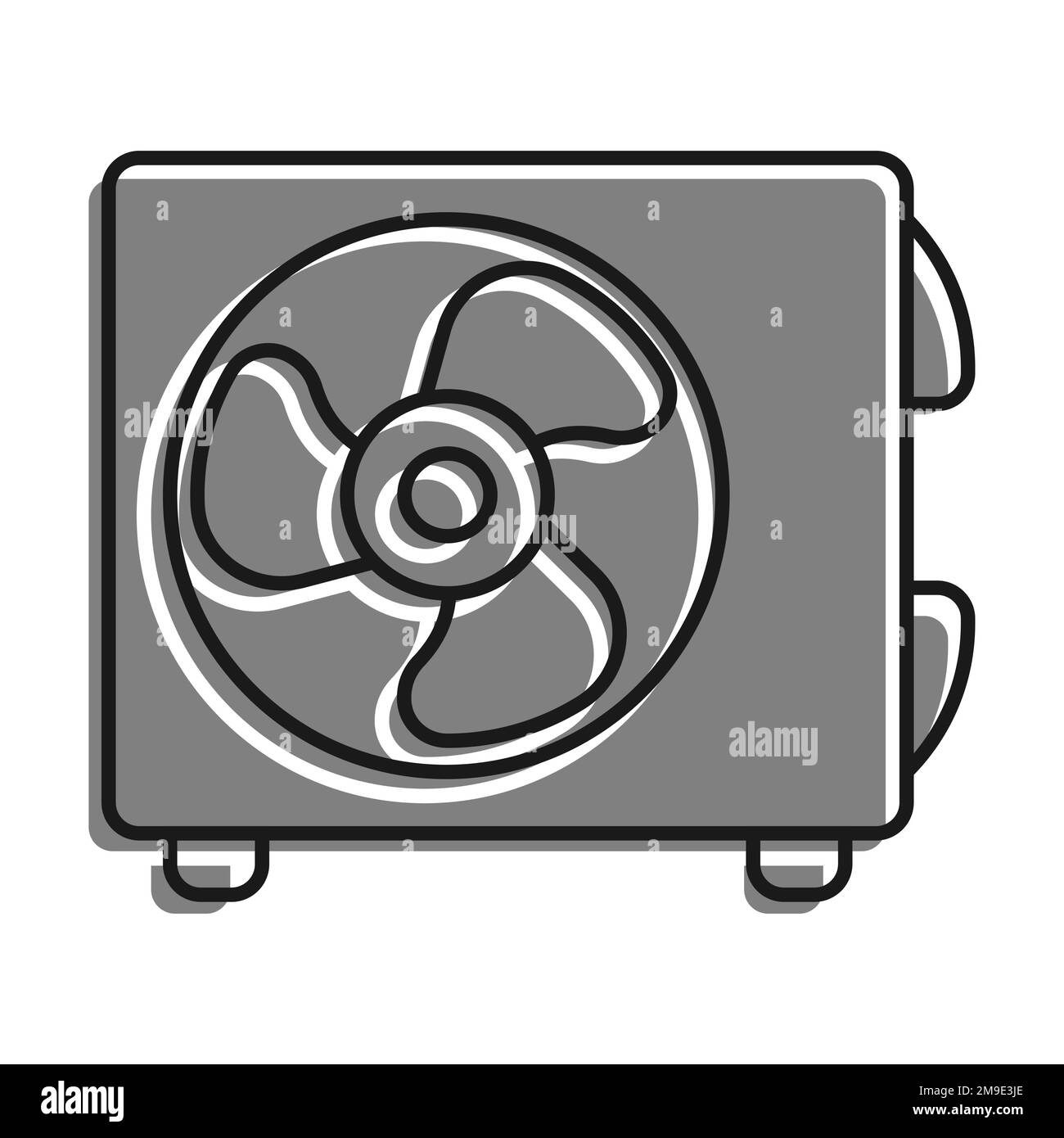 Linear filled with gray color icon. Air Conditioner Unit With Three Bladed Fan. Room Cooling And Heating. Maintaining Comfortable Temperature In Offic Stock Vector