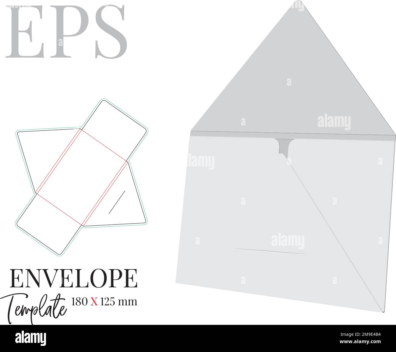 Envelope Template with die line, Vector with die cut, laser cut layers