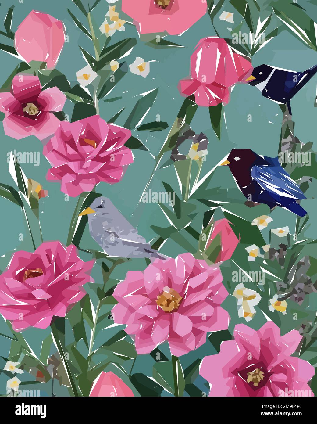 Colorful flowers, plants and leaves. Vector illustrations of flower and ...