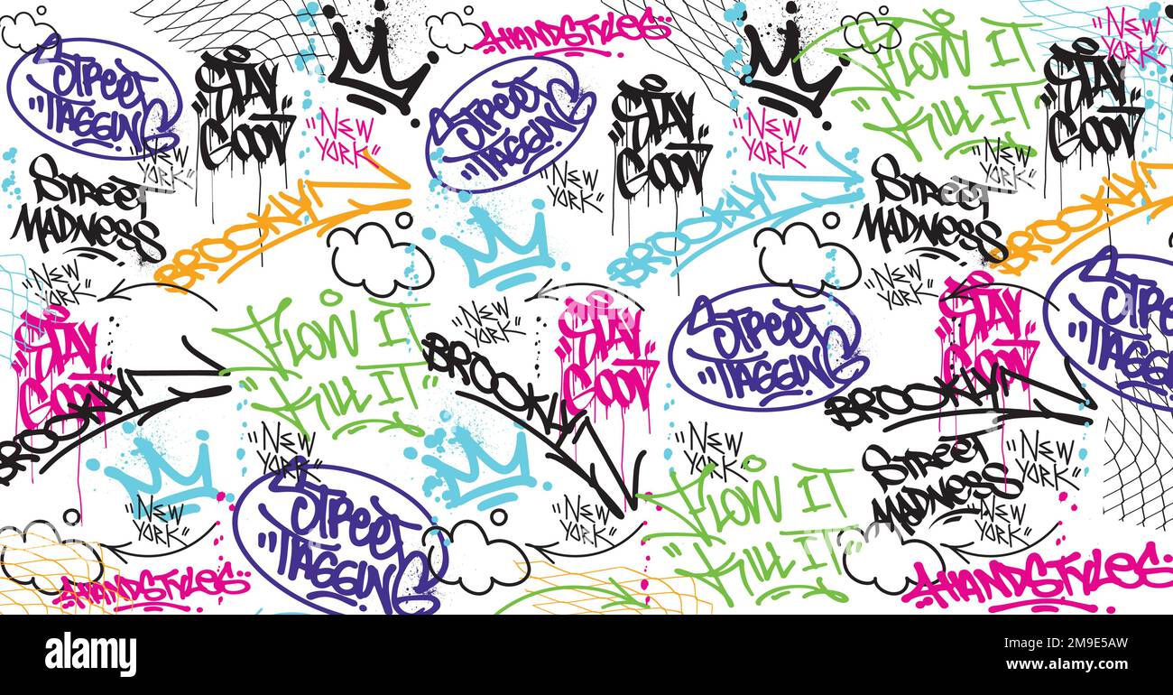 Abstract graffiti art background with scribble throwup and tagging