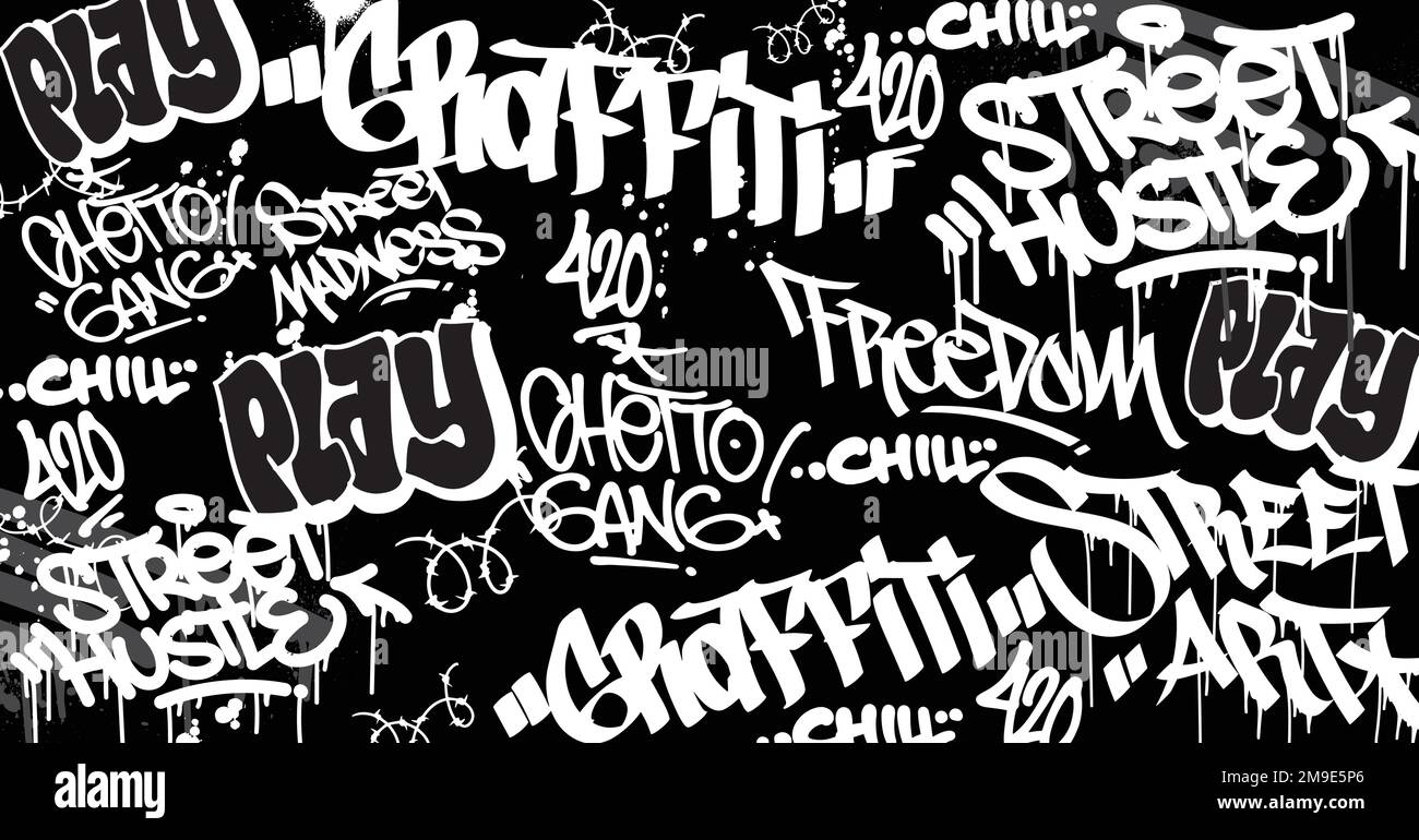 Abstract graffiti art background with scribble throw-up and tagging ...