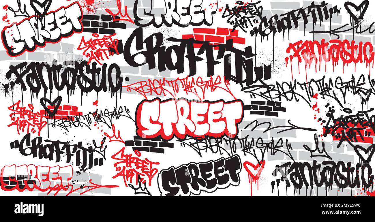 Abstract graffiti art background with scribble throw-up and tagging ...