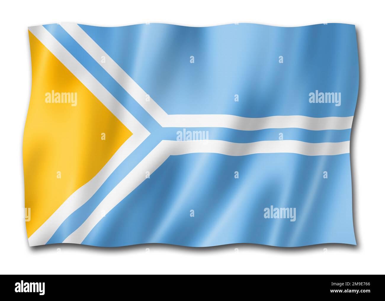 Tuva state - Republic -  flag, Russia waving banner collection. 3D illustration Stock Photo