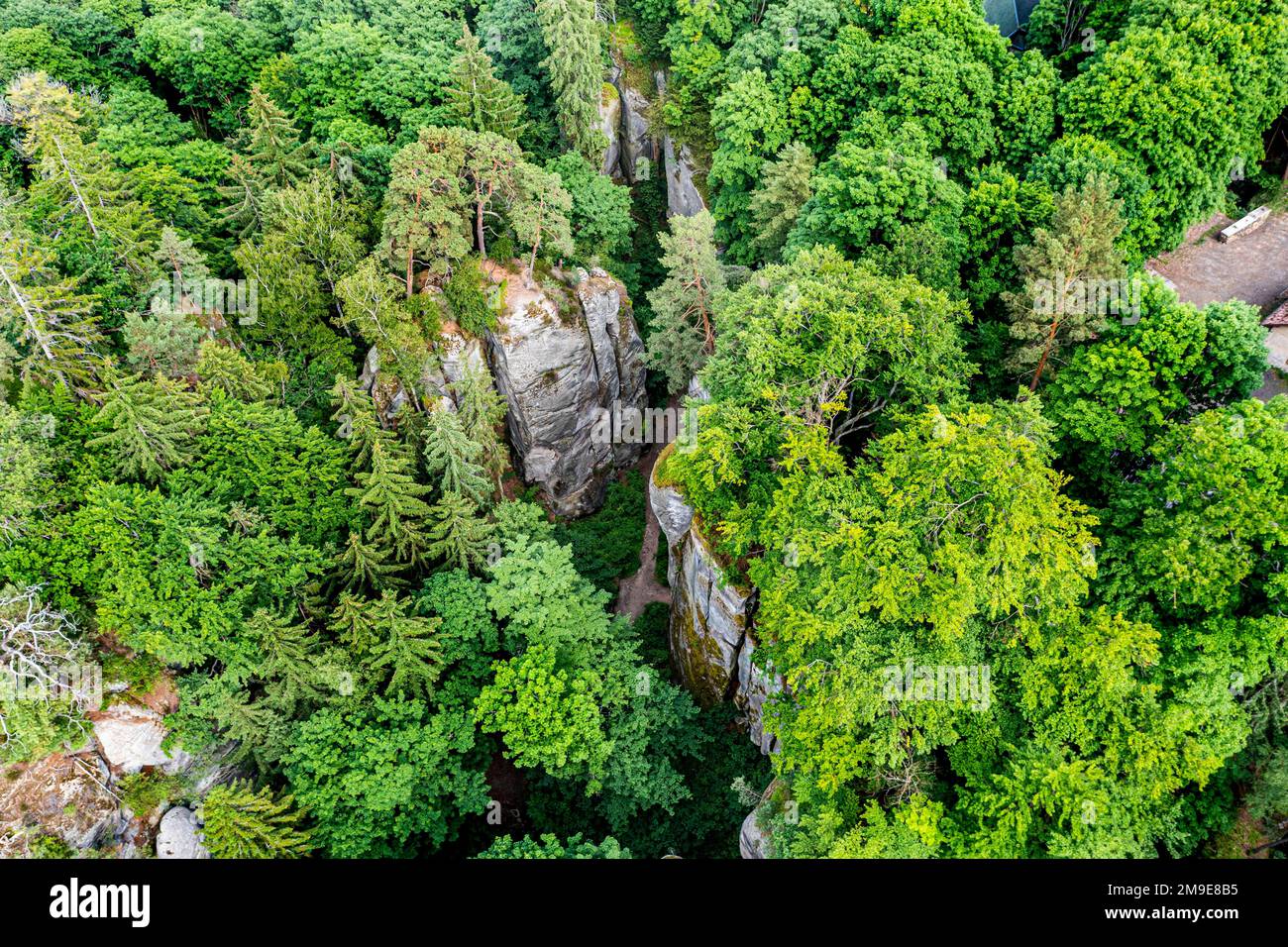 Aerial of Rock town Hruba Skala, Bohemian paradise, Czech Republic Stock Photo