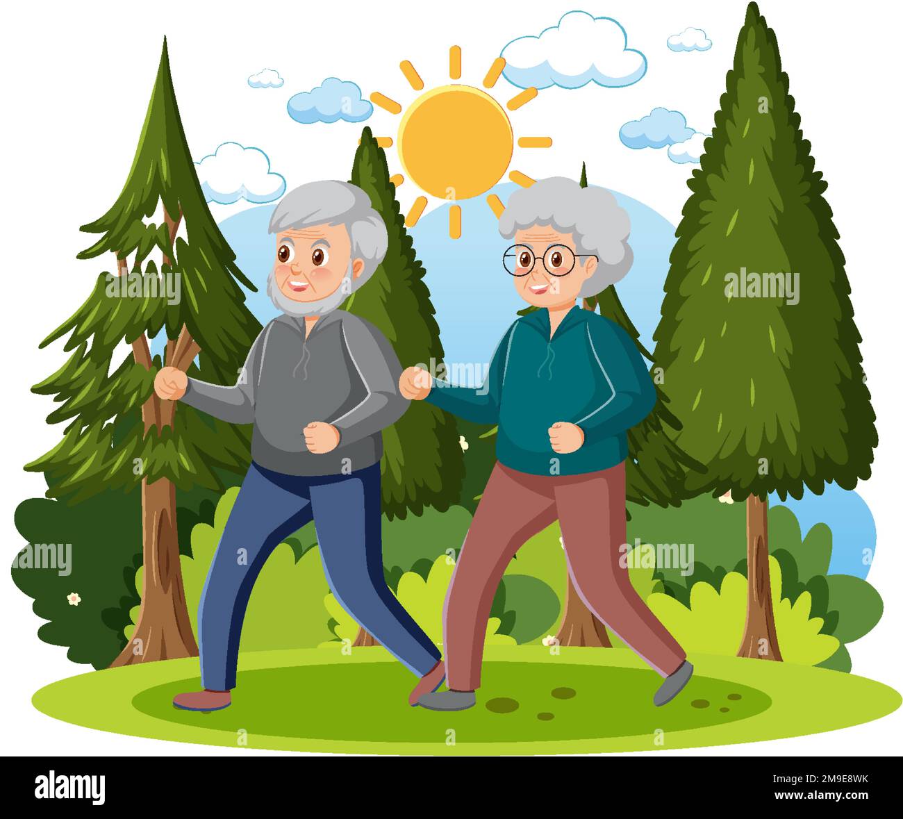 Elderly people relaxing at park illustration Stock Vector Image & Art ...