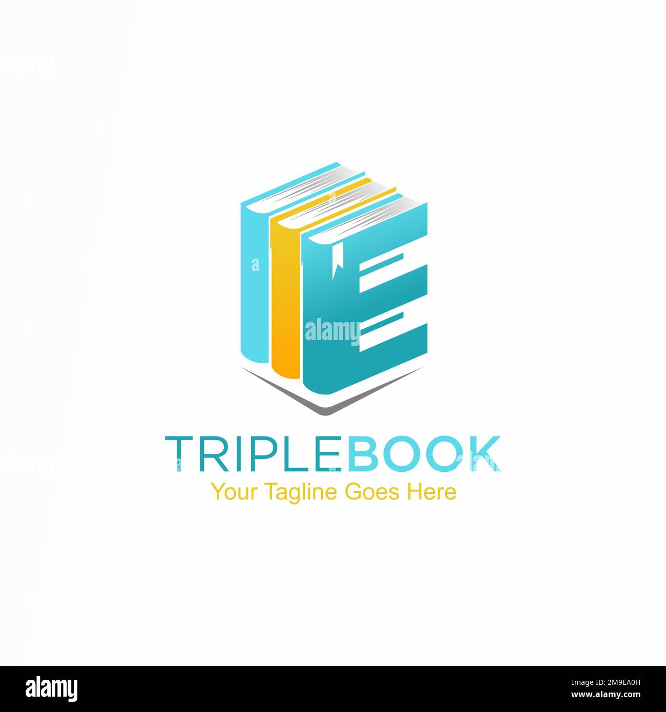 Unique letter or word E font and 3D or triple books image graphic icon logo design abstract concept vector stock. related to reading or initial Stock Vector