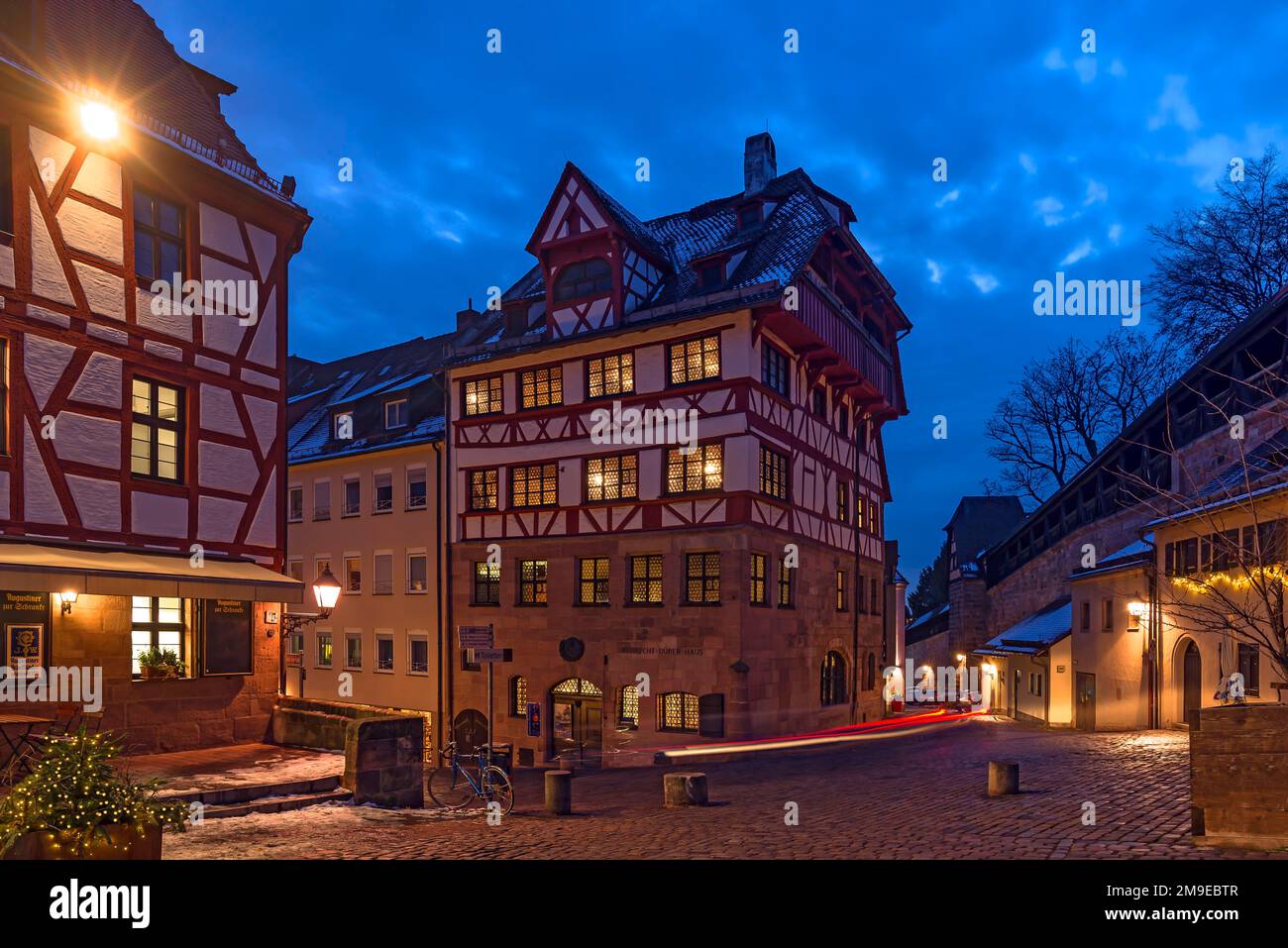 Albrecht Duerer House in evening illumination, Nuremberg, Middle Franconia, Bayernm, Germany Stock Photo