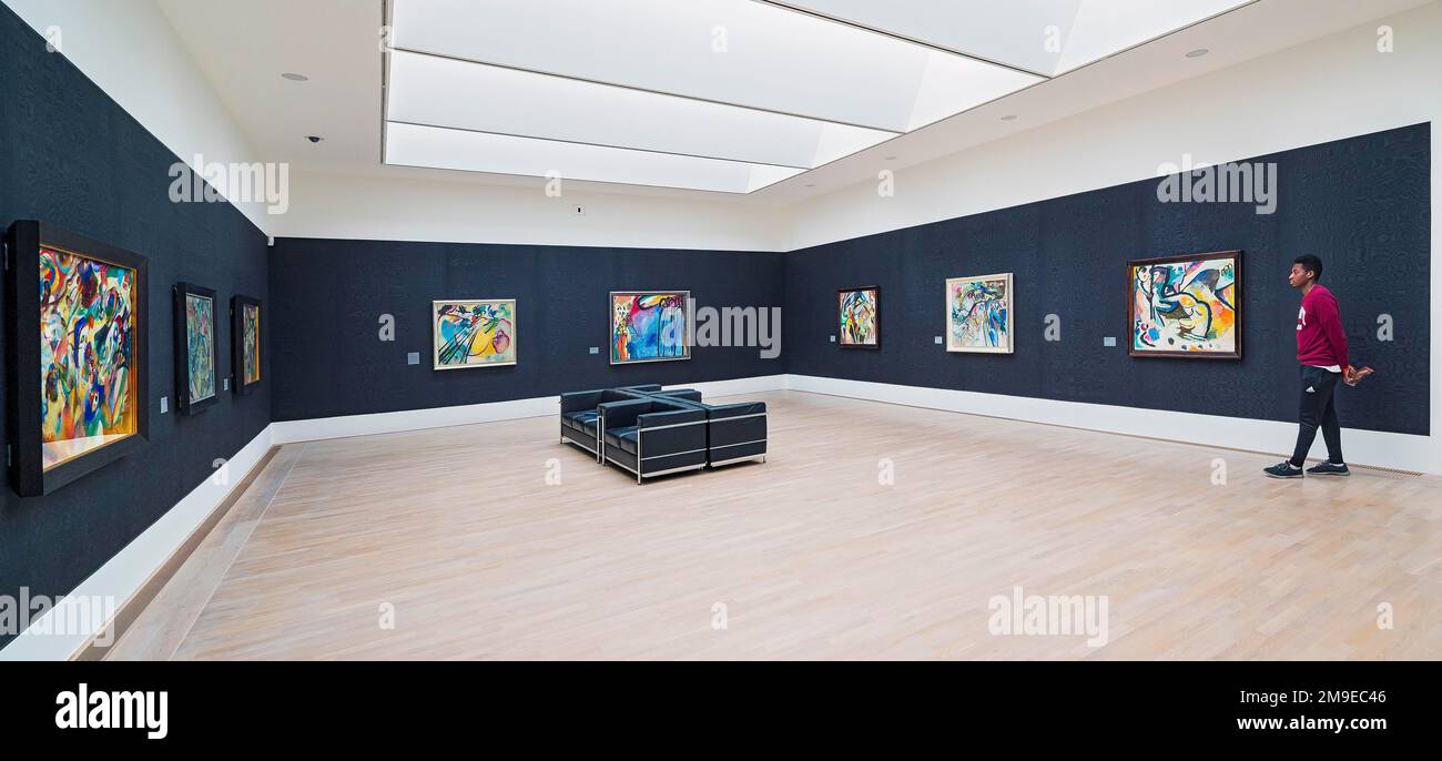 Room with works by Wassily Kandinsky, Staedtische Galerie im Lenbachhaus, Munich, Upper Bavaria, Bavaria, Germany Stock Photo