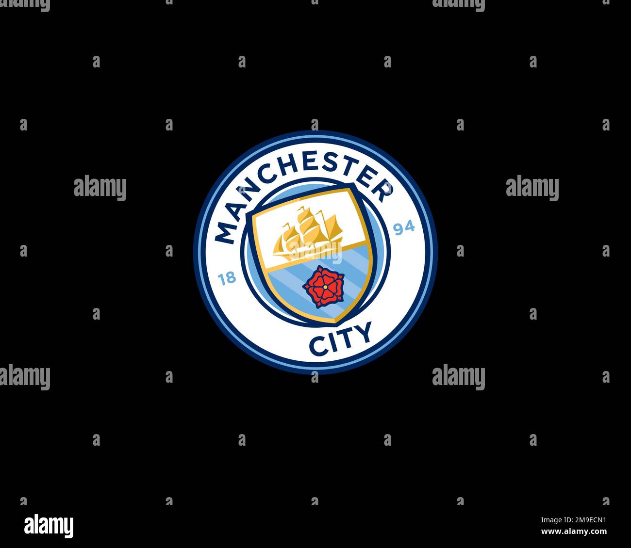 Manchester City F. C. Rotated Logo, Black Background Stock Photo Alamy