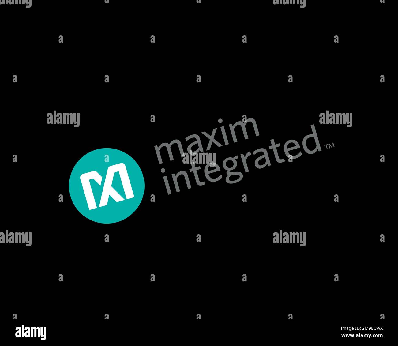 Maxim Integrated, rotated logo, black background Stock Photo - Alamy