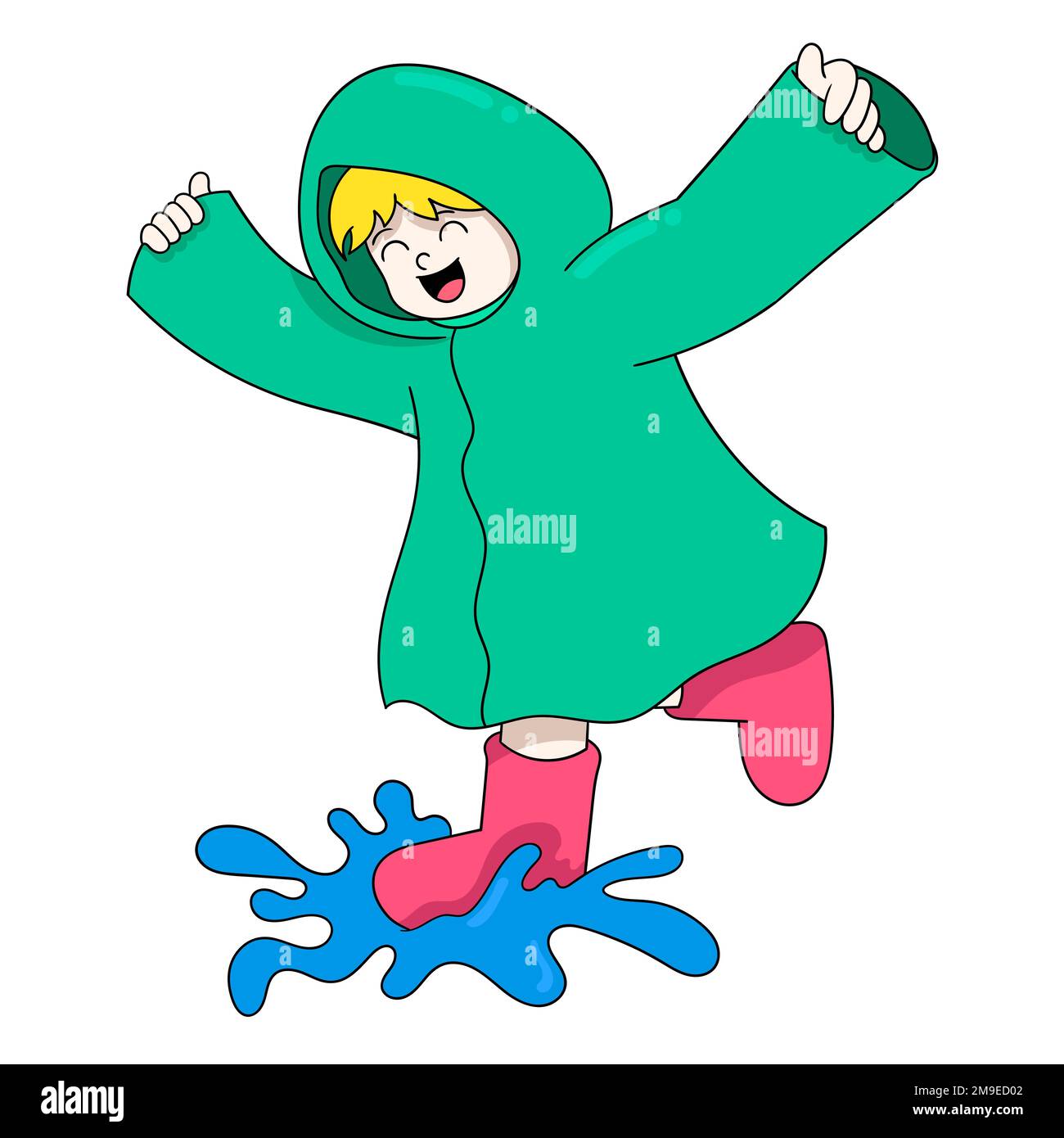 Girl Wearing A Rain Coat Is Playing In Water Stock Vector Image Art girl-wearing-a-rain-coat-is-playing-in-water-stock-vector-image-art