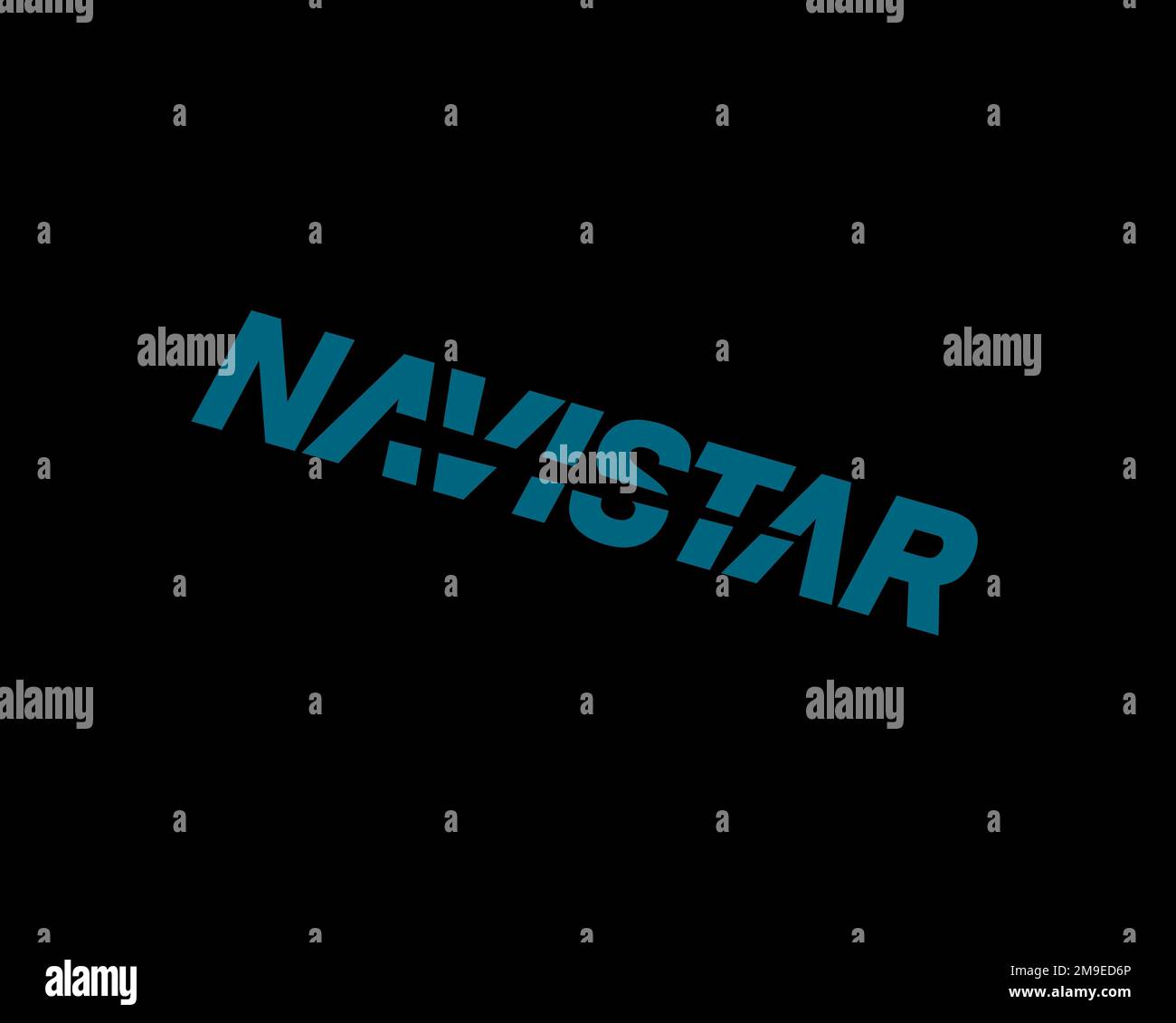 Navistar International, rotated logo, black background B Stock Photo
