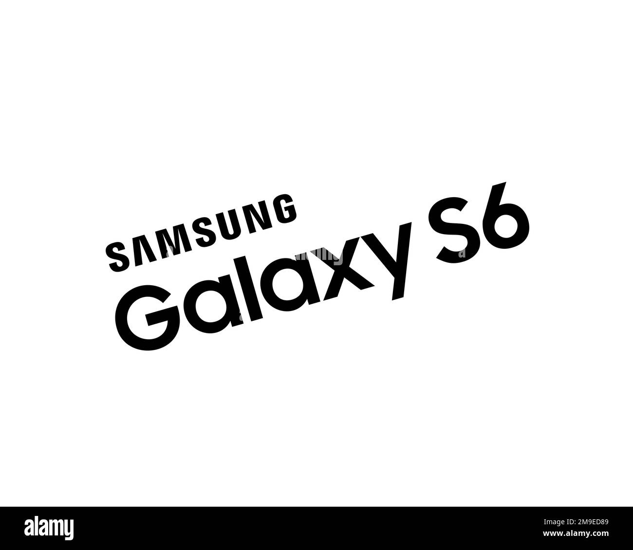Samsung Galaxy S6, rotated logo, white background Stock Photo