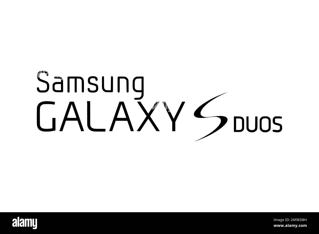 Samsung Galaxy S Duos, Logo, White Background Stock Photo