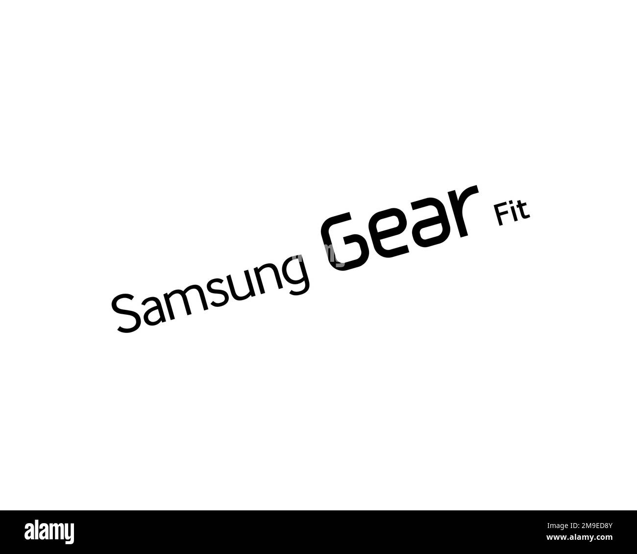 Samsung Gear Fit, Rotated Logo, White Background Stock Photo