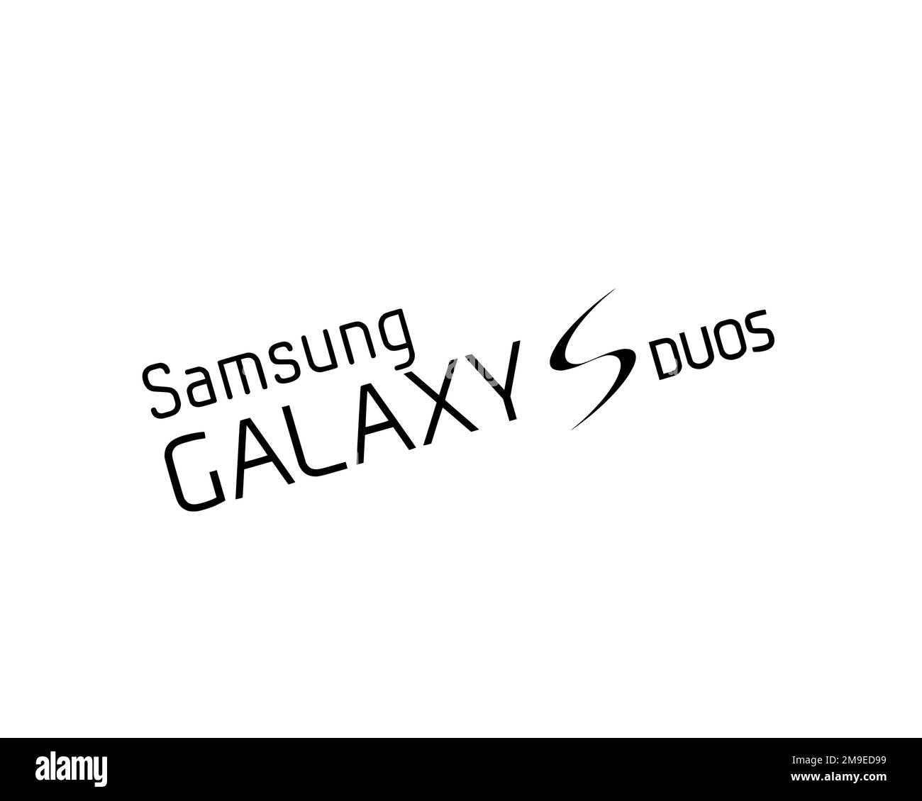 Samsung Galaxy S Duos, Rotated Logo, White Background Stock Photo