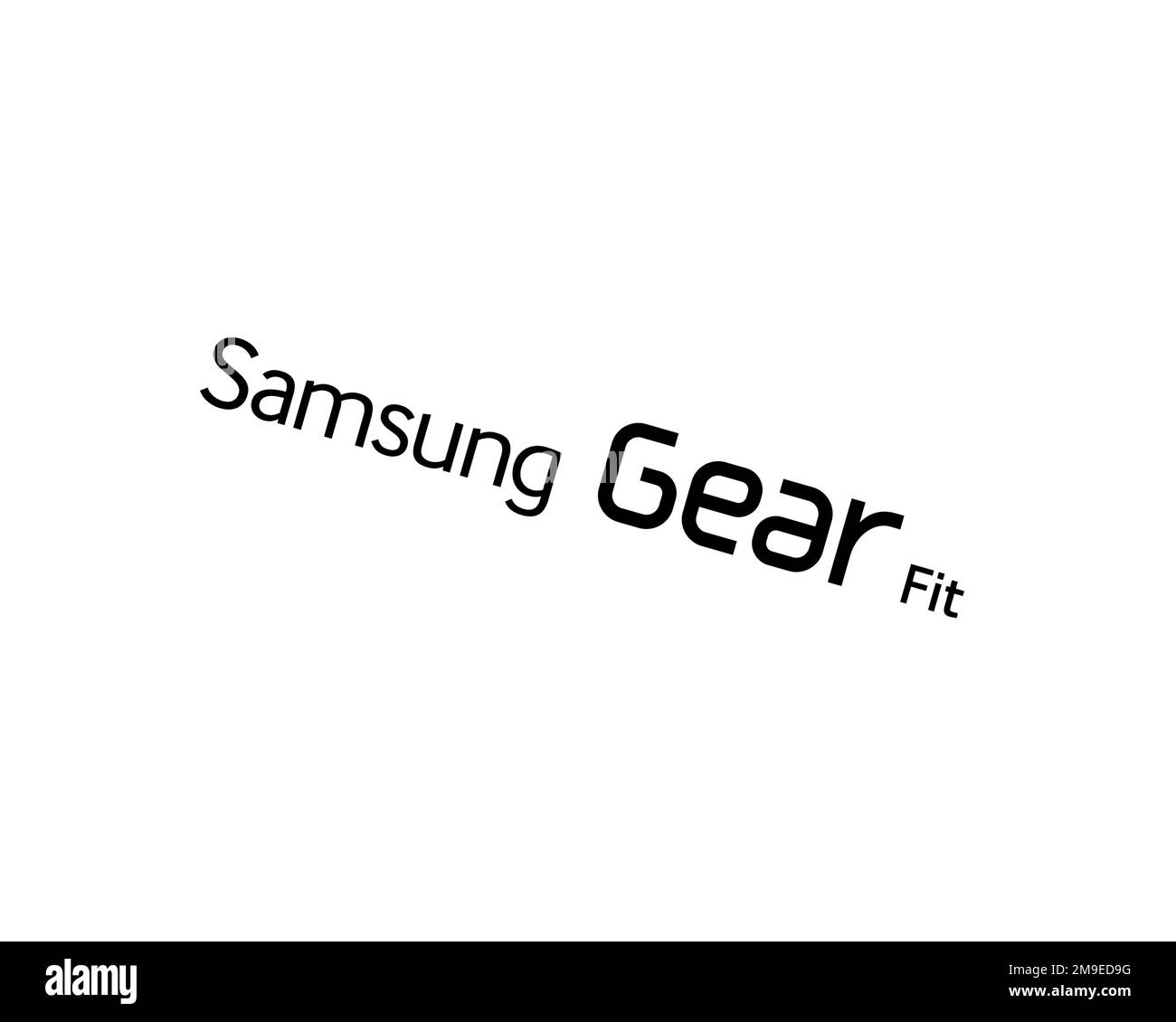Samsung Gear Fit, Rotated Logo, White Background B Stock Photo