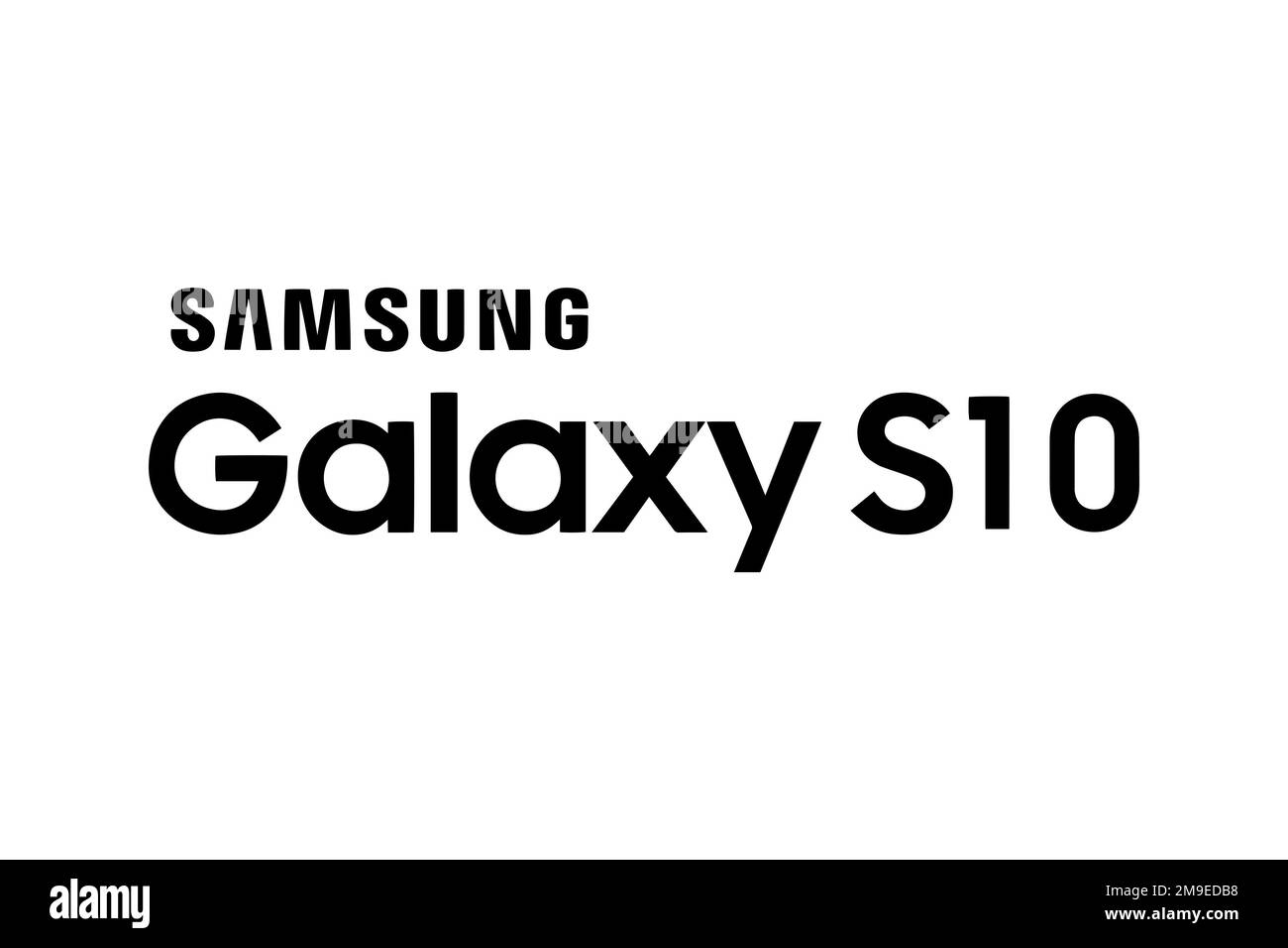 Samsung Galaxy S10, Logo, White Background Stock Photo