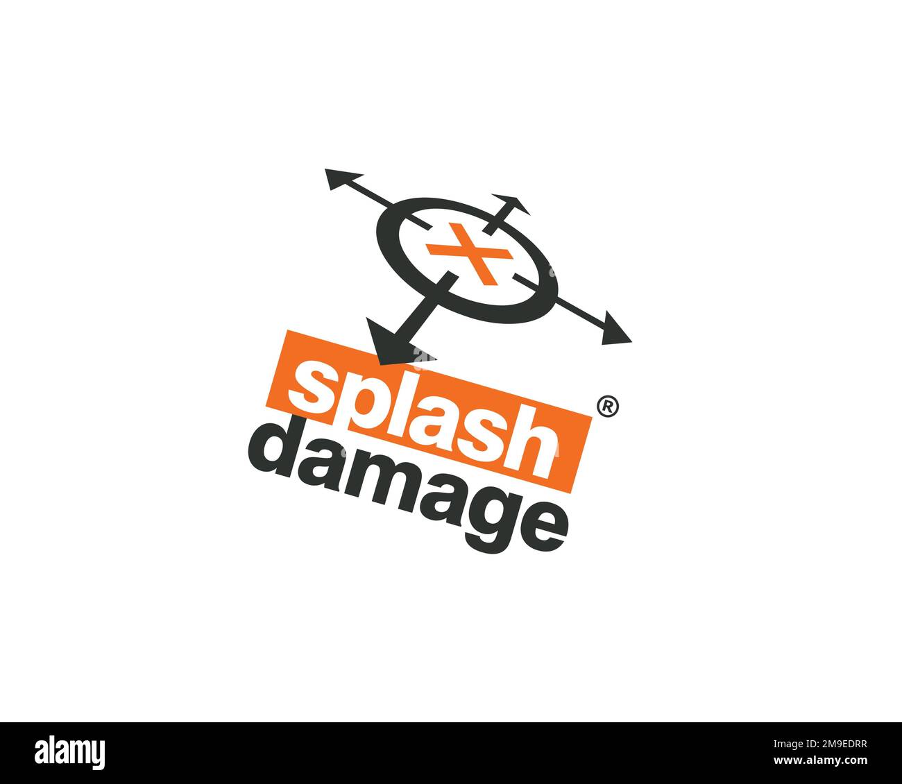 Splash Damage, Rotated Logo, White Background B Stock Photo Alamy
