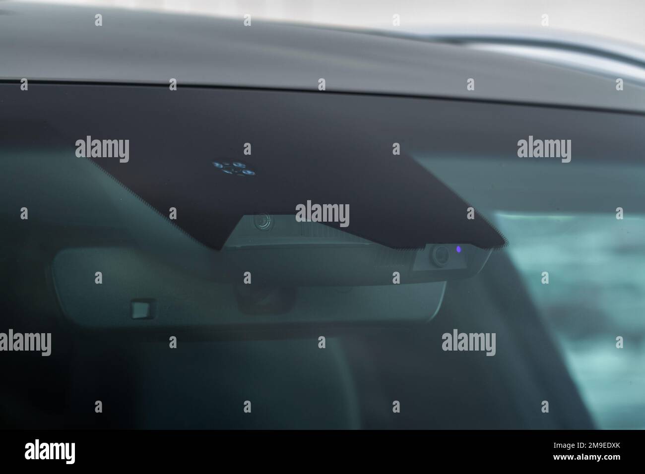 Rain and light sensor on the windshield of the car Stock Photo Alamy