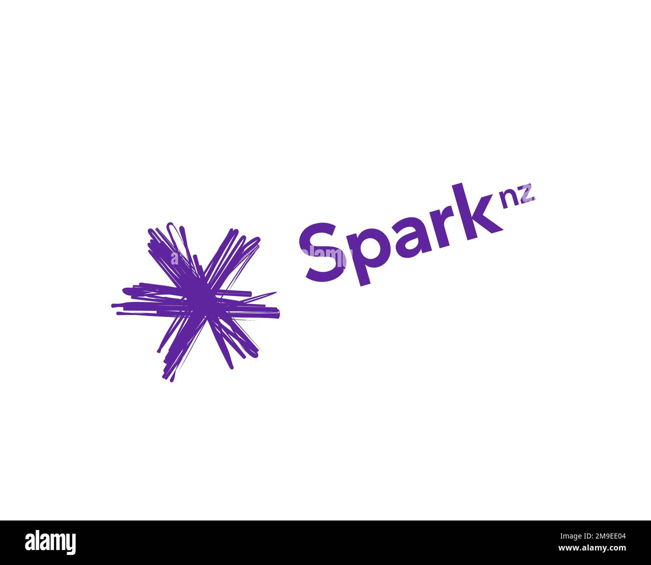 Spark New Zealand, Rotated Logo, White Background Stock Photo Alamy