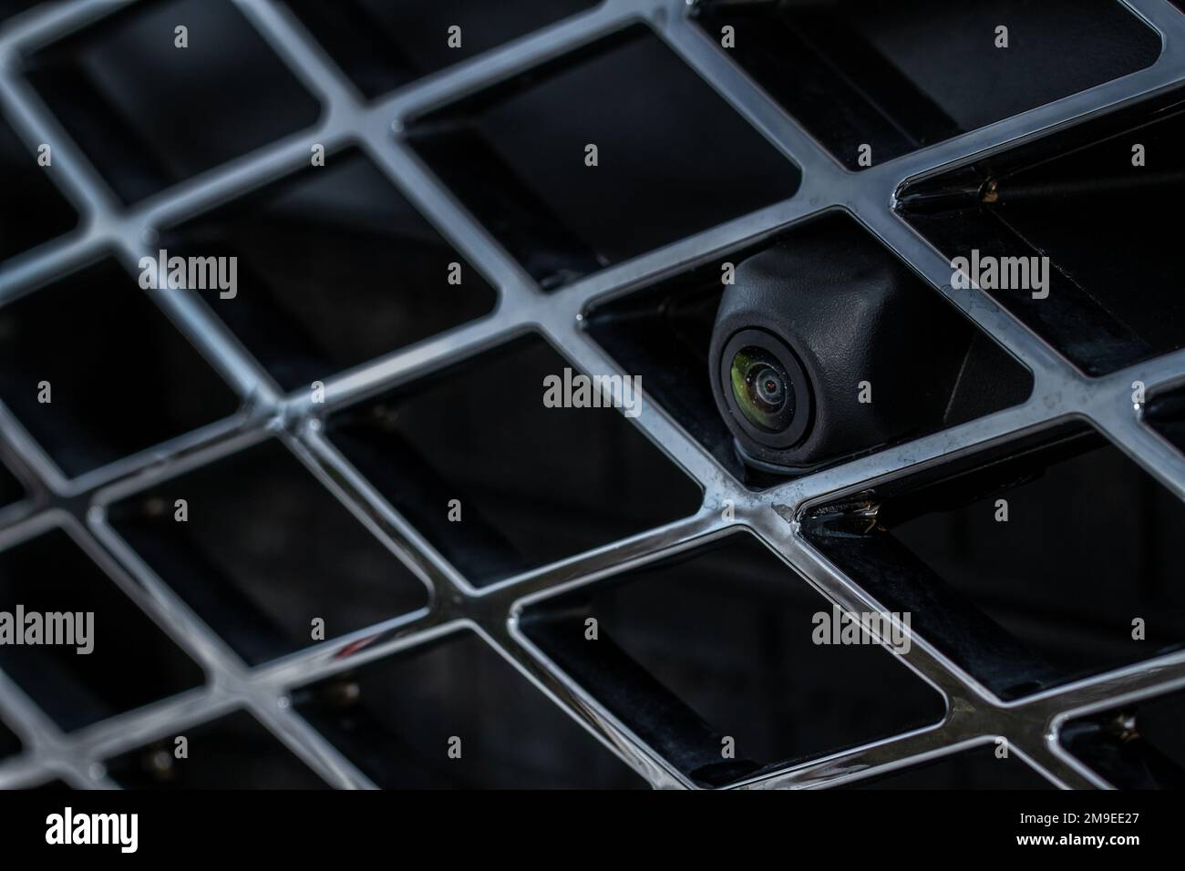 Close up view of front parking assist video camera on the car. Front view  camera of modern car Stock Photo - Alamy