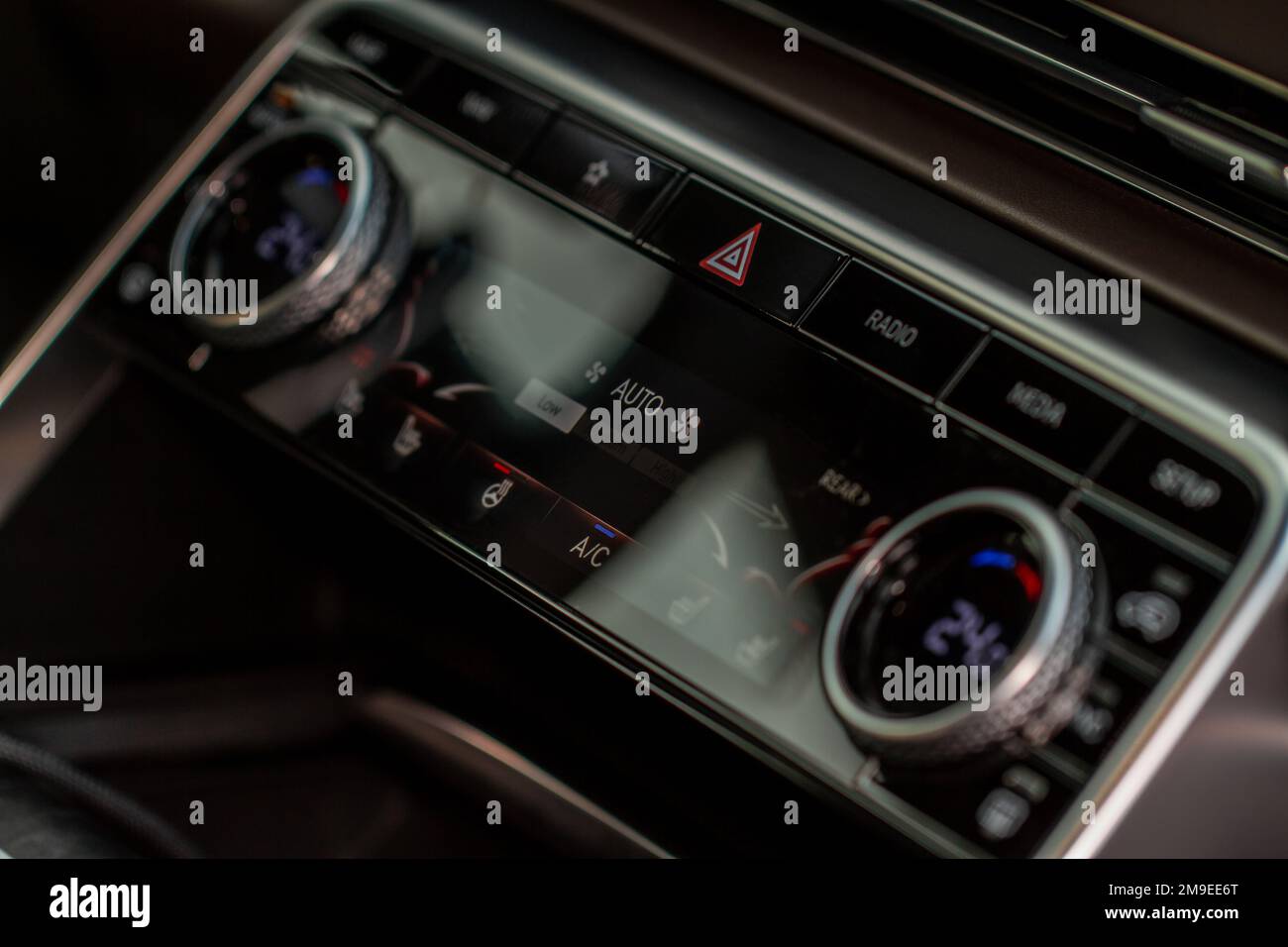 Modern car digital automatic climate control system. Car air