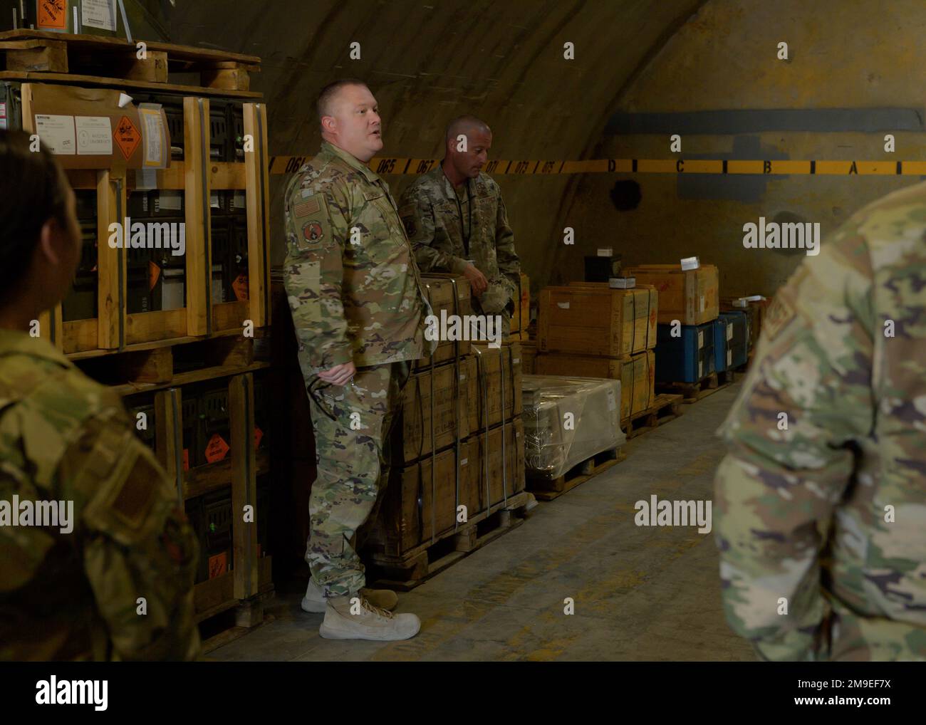 Senior Master Sgt. Justin Steffens talks with member of 132d