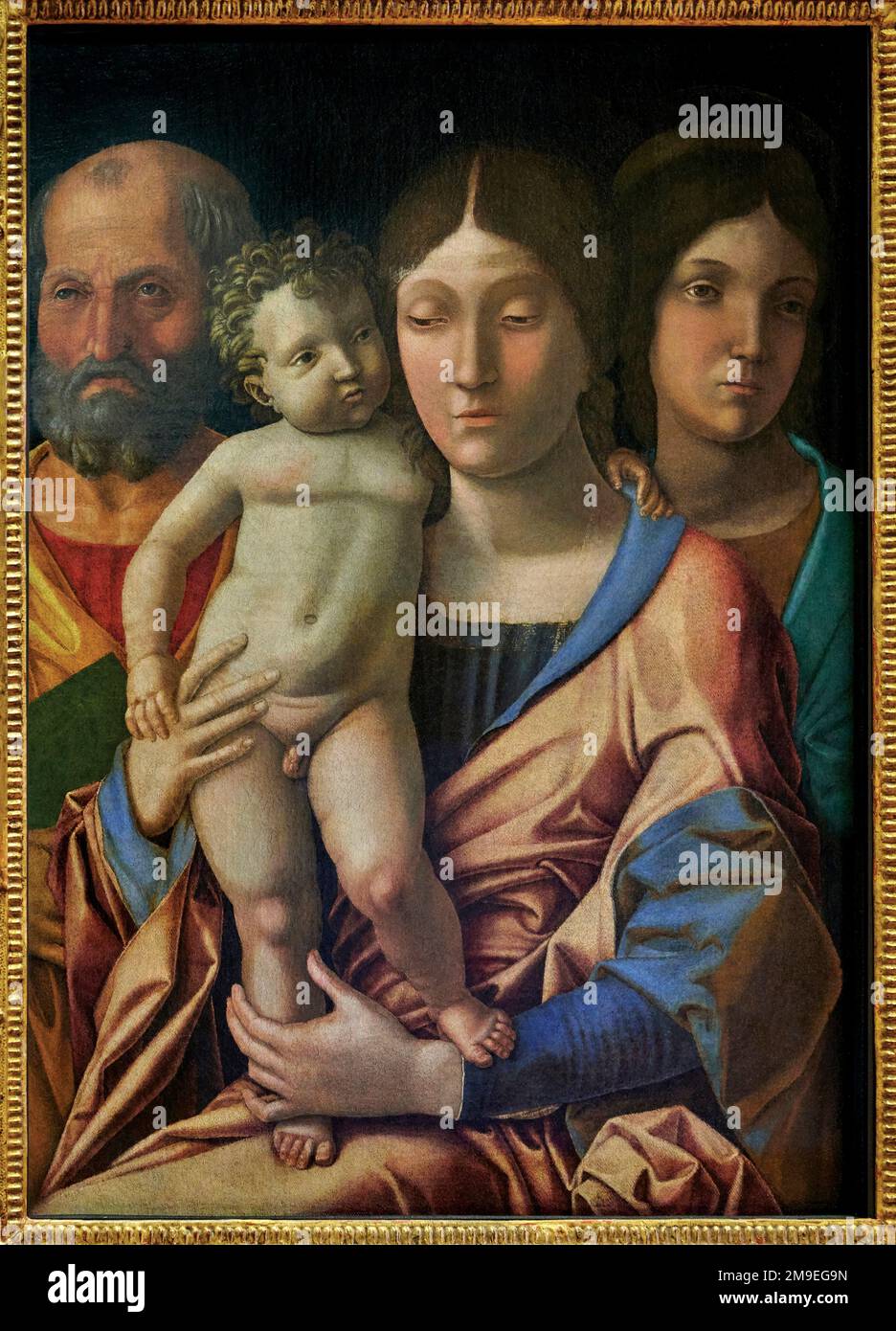 Sacra Famiglia con una santa olio su tavola Andrea Mantegna